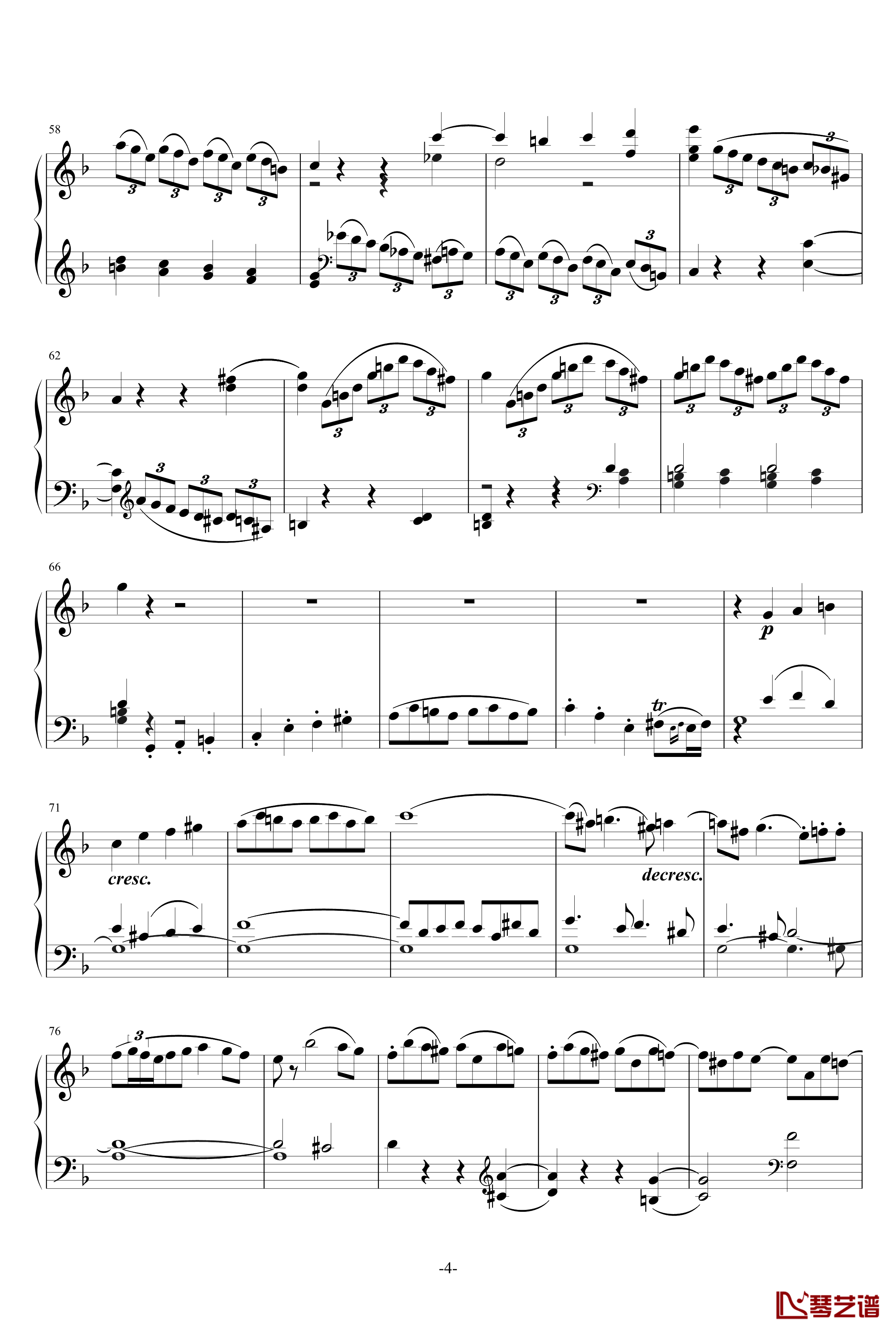 F大调奏鸣曲钢琴谱-莫扎特