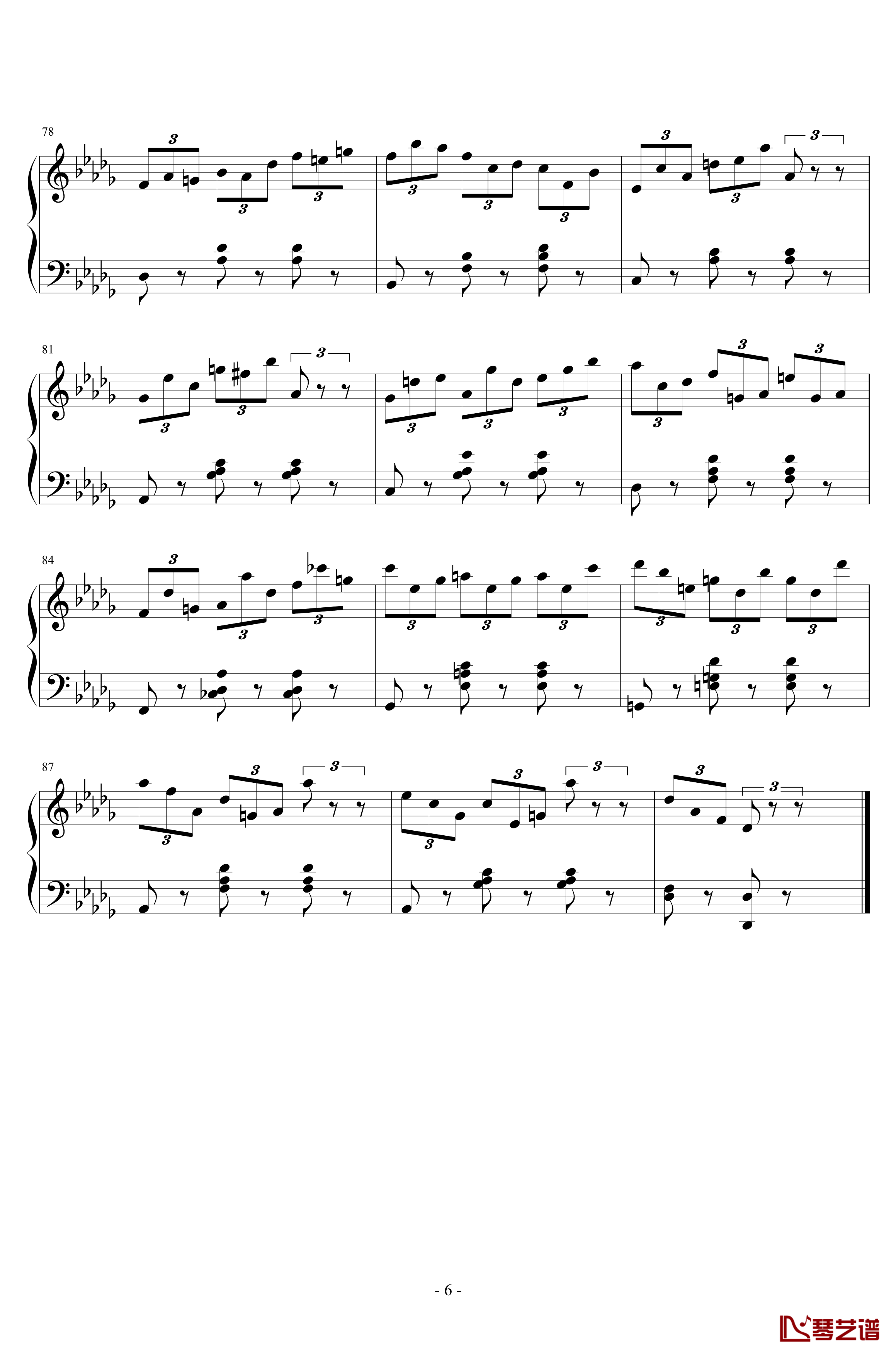 练习曲No.1 Op.6 降D大调练习曲钢琴谱-江畔新绿