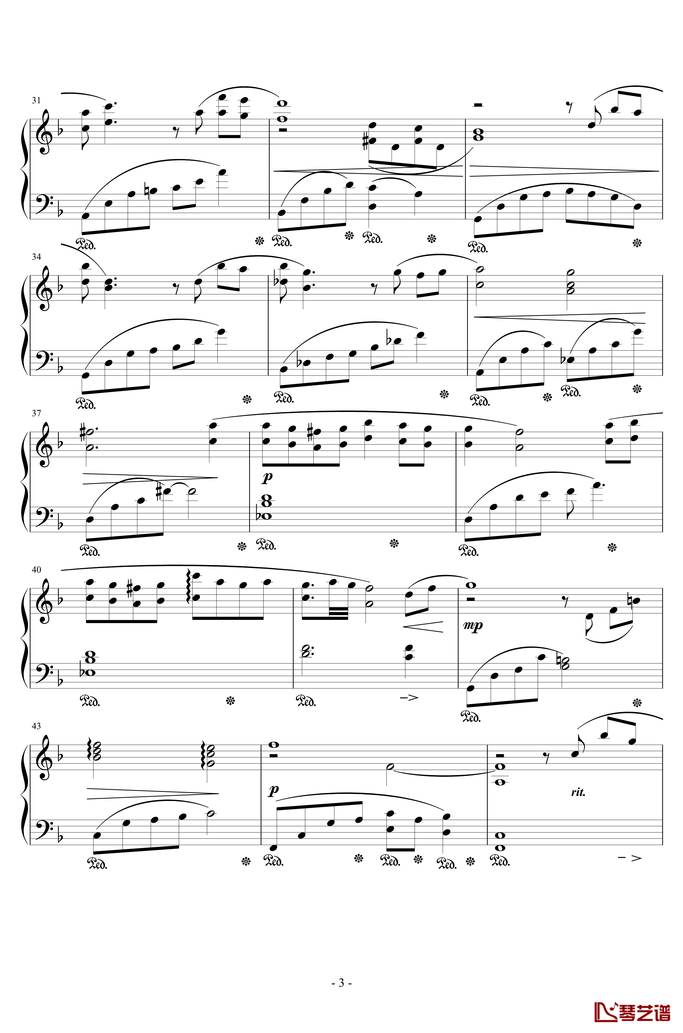 最终幻想7蒂法主题曲钢琴谱-ティファのテーマ-植松伸夫