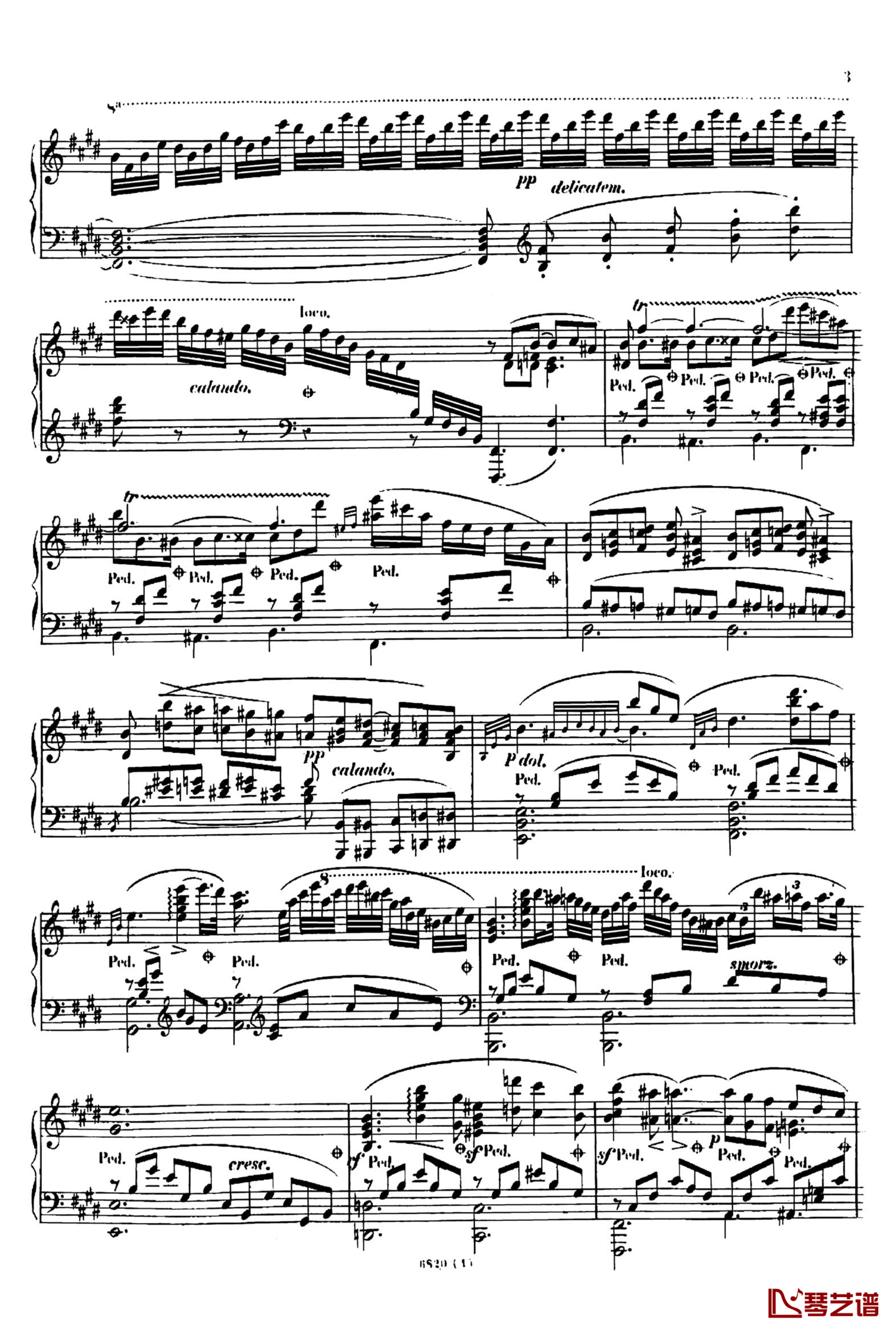 E大调夜曲Op.604No.1钢琴谱-斯甘巴蒂-车尔尼- 敬意