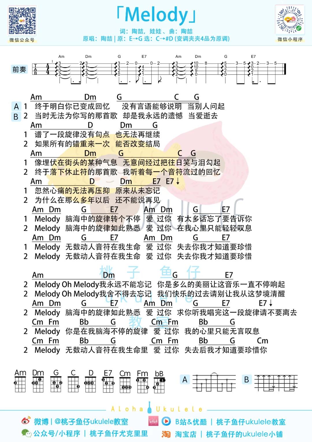 陶喆《Melody》尤克里里谱-Ukulele Music Score