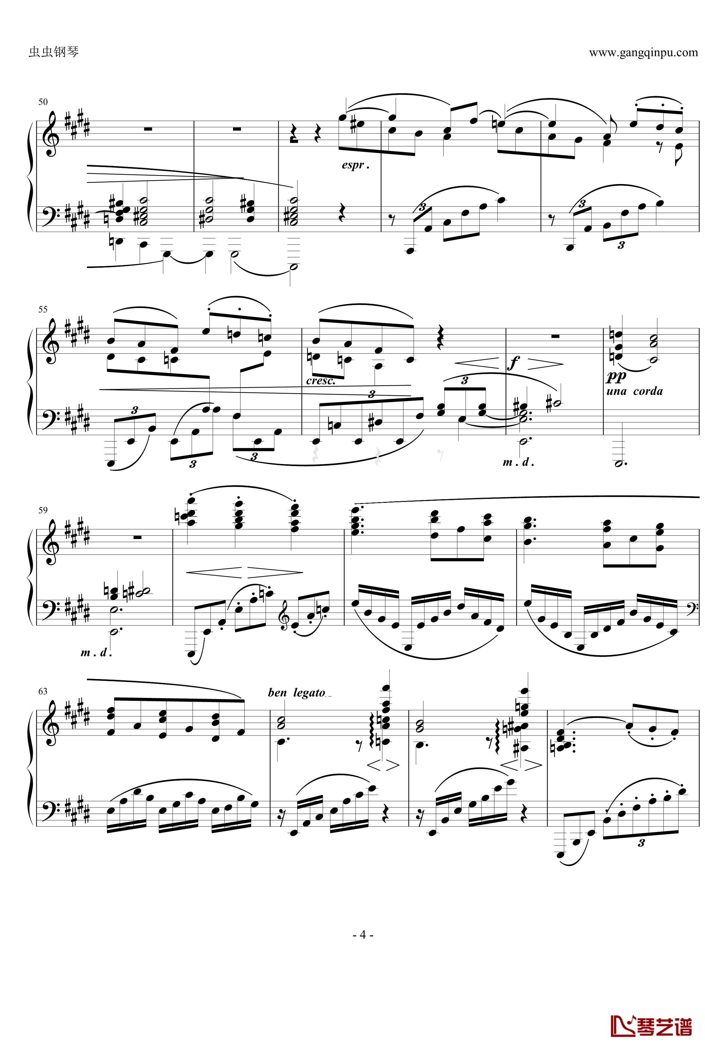 间奏曲钢琴谱Op.116  No.4-勃拉姆斯-Brahms