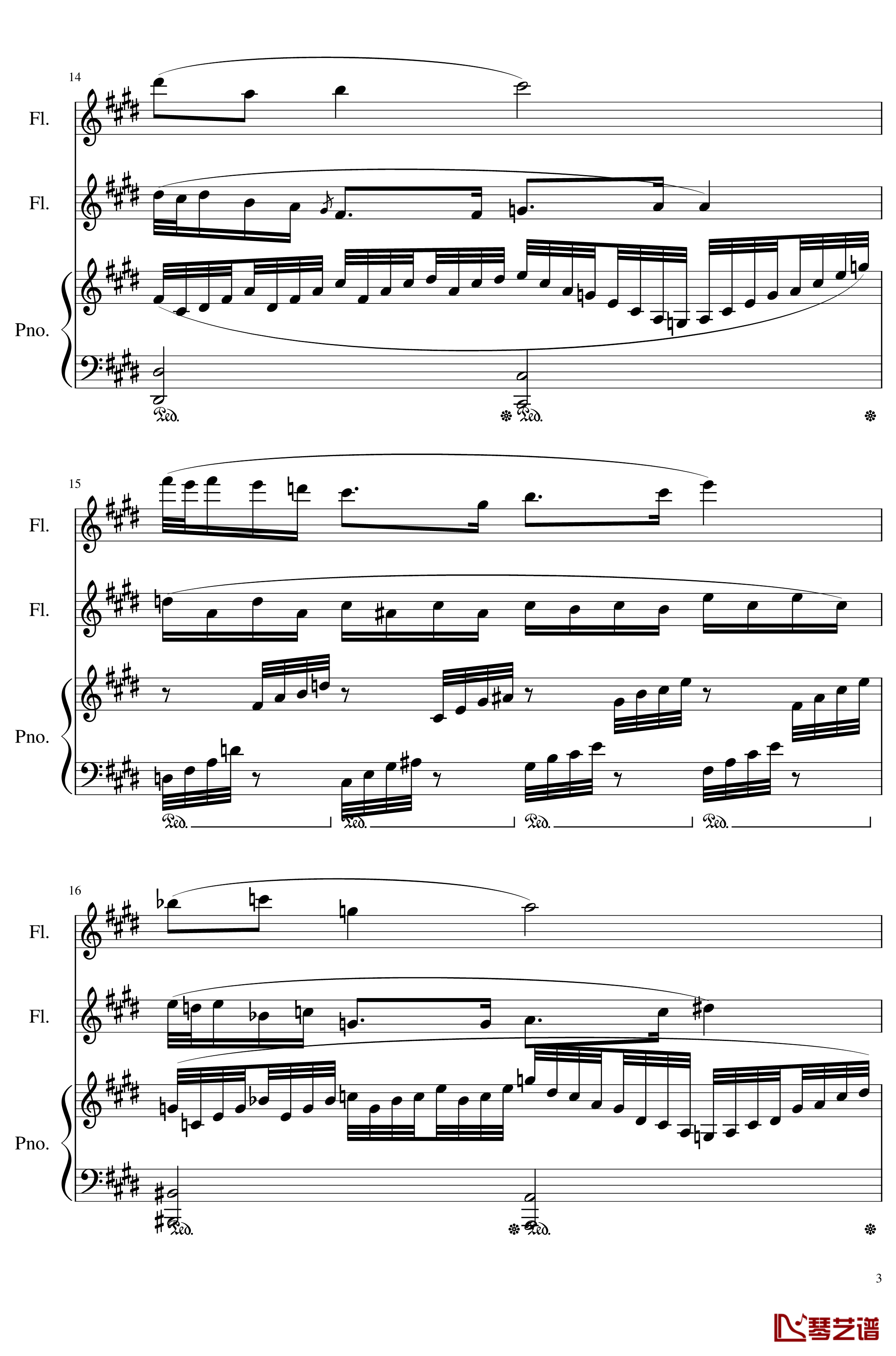 Trio for piano and flutes, Op.117 II.My personality钢琴谱-一个球