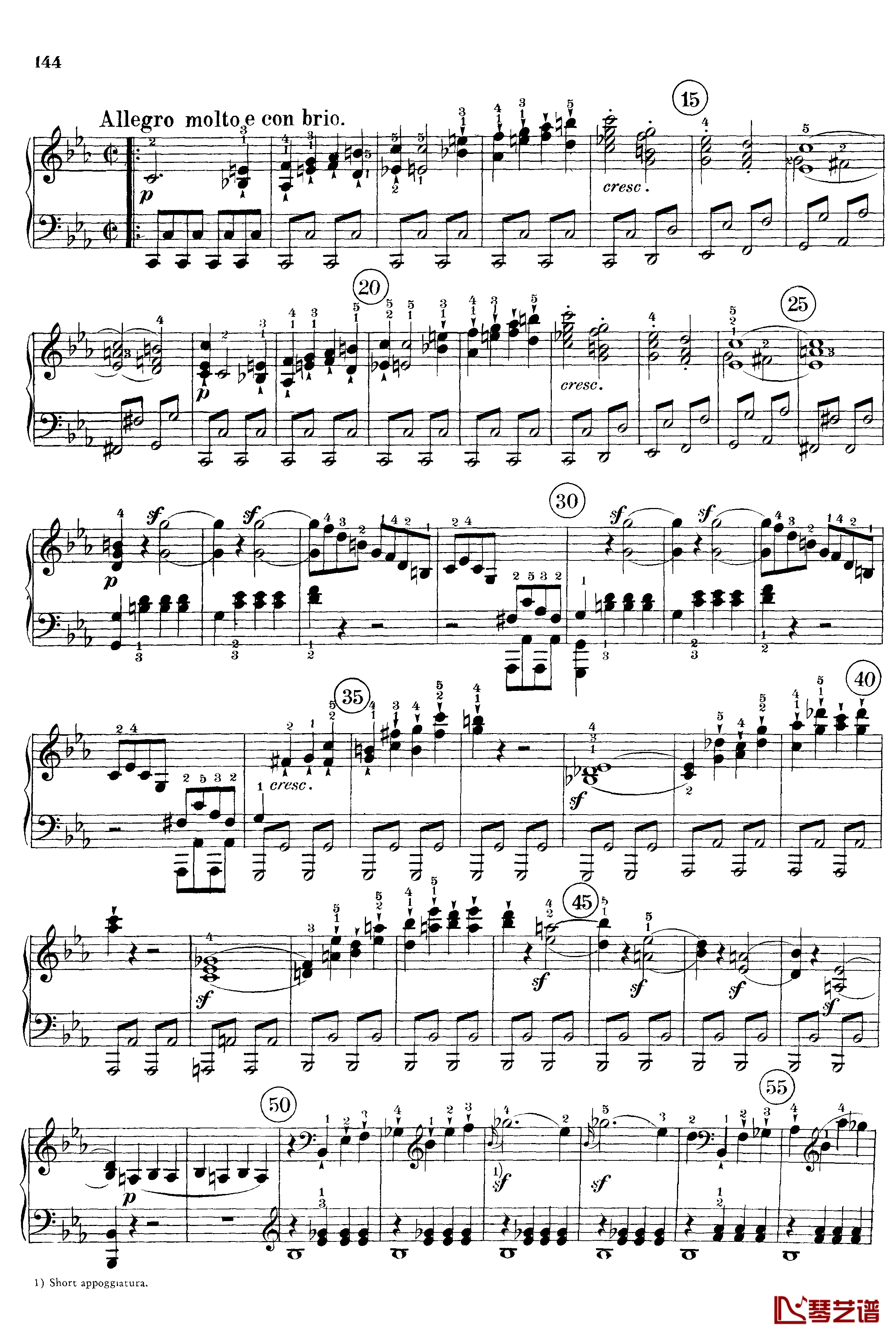 悲怆钢琴谱-c小调第八号钢琴奏鸣曲-全乐章-带指法版-贝多芬-beethoven
