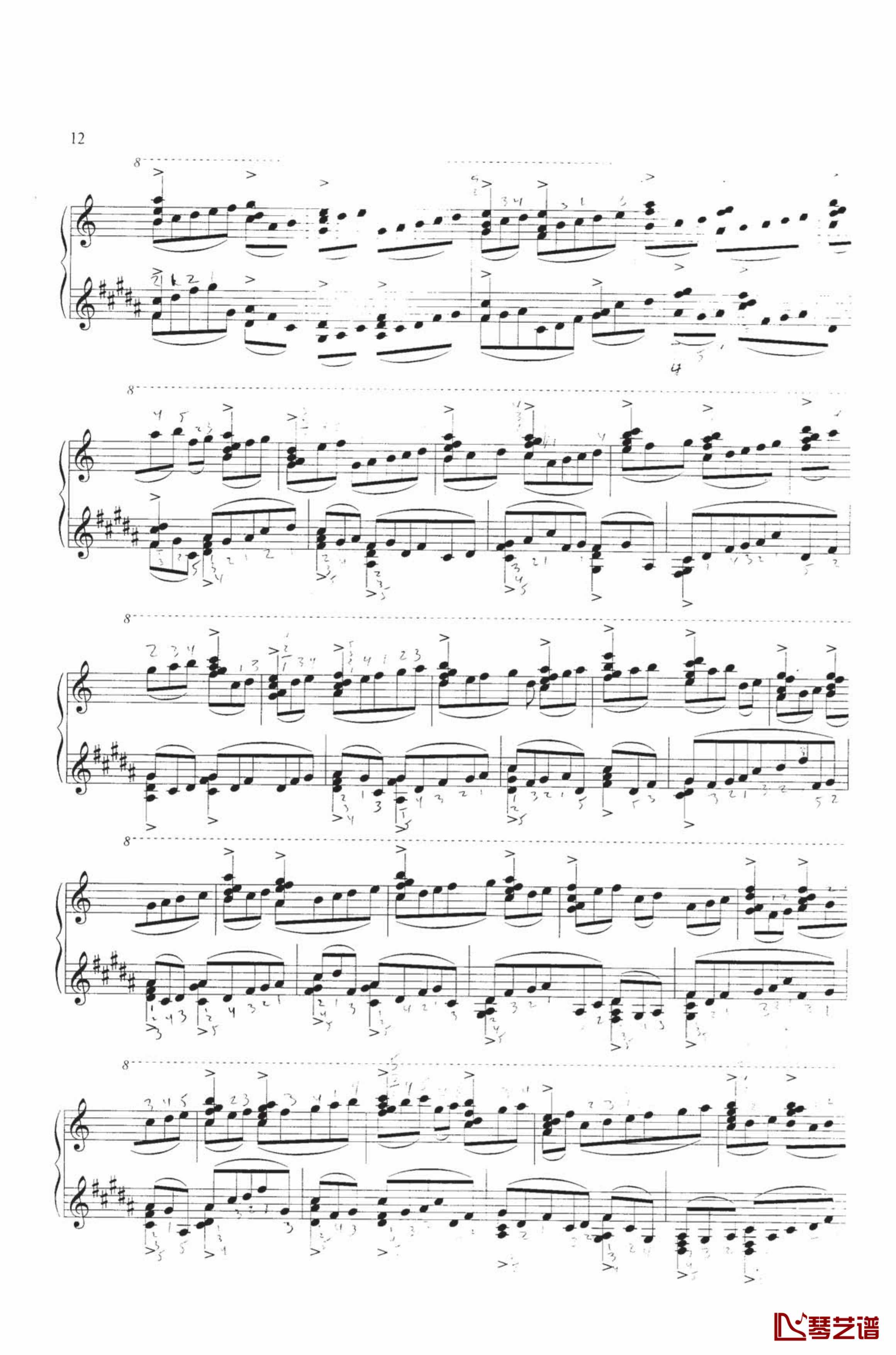 钢琴练习曲NO.1钢琴谱-里盖蒂