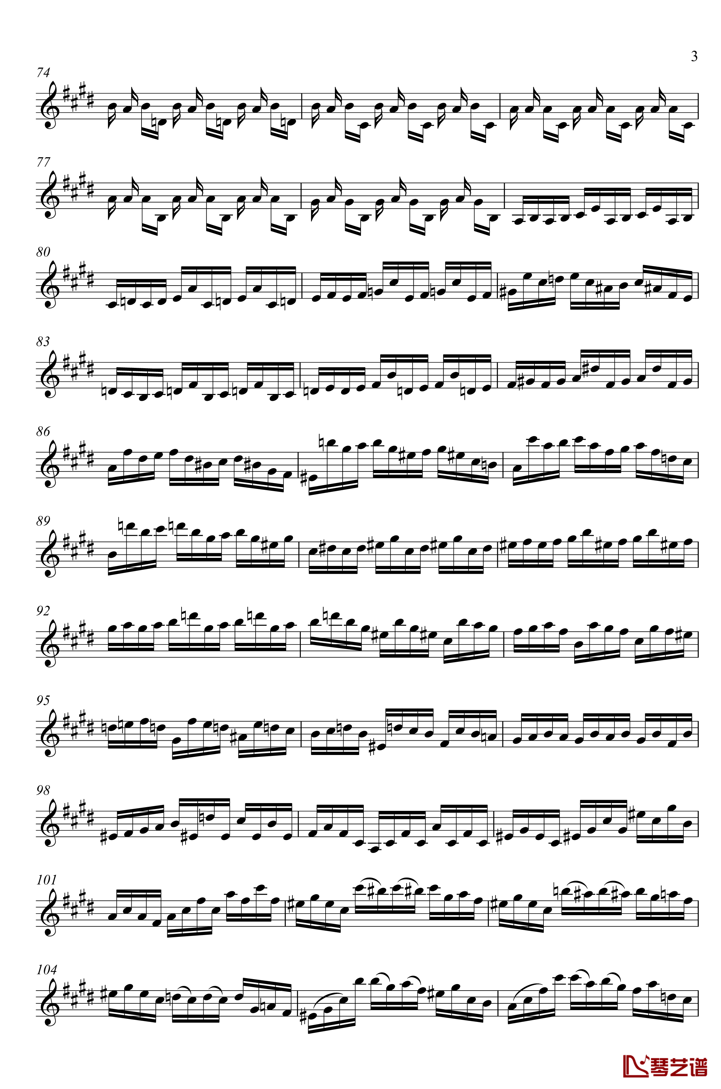 第3号无伴奏小提琴组曲钢琴谱-前奏曲-巴赫