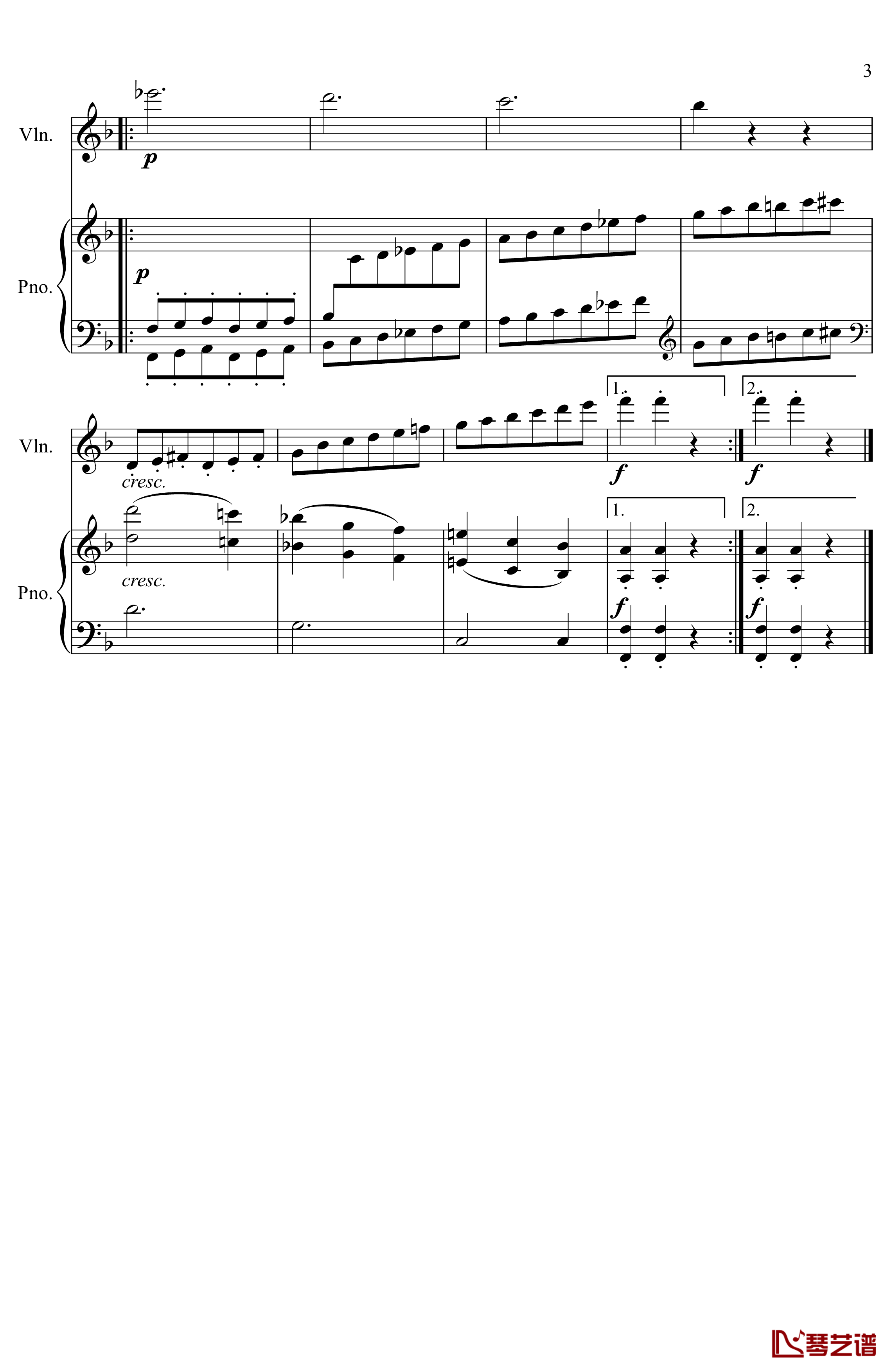 第5小提琴与钢琴奏鸣曲钢琴谱-第三乐章-贝多芬-beethoven