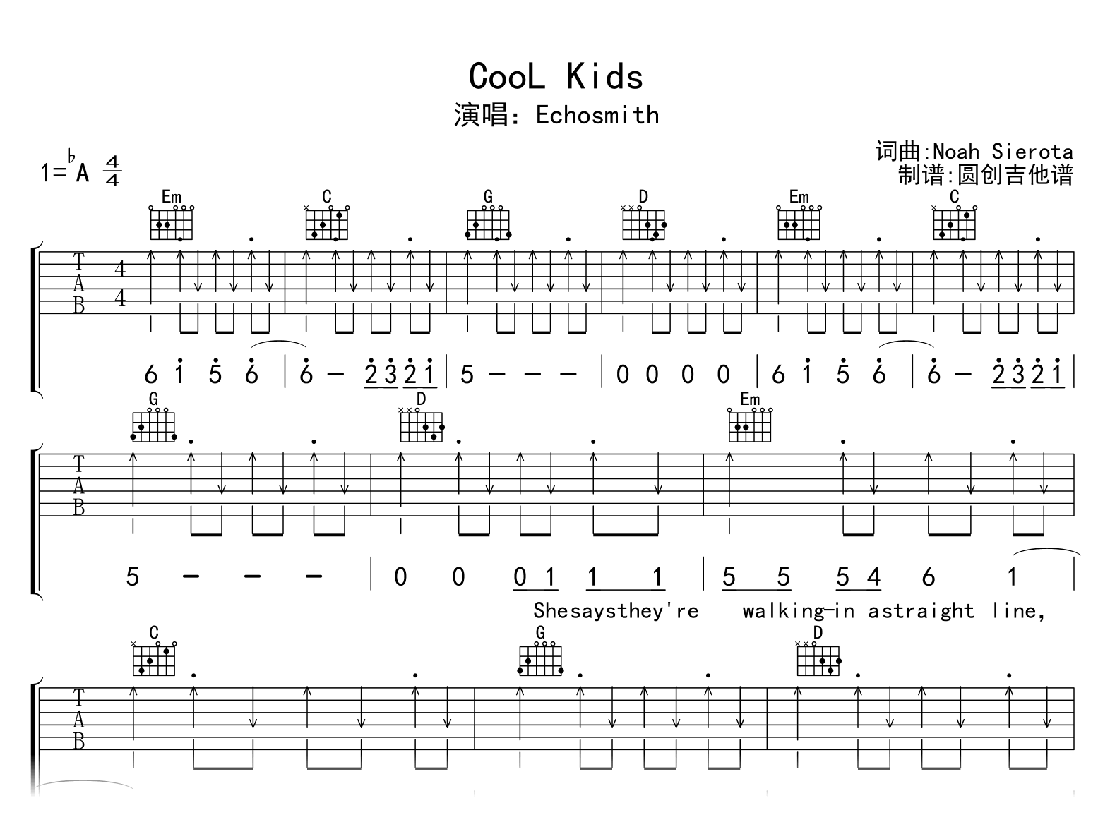 Cool kids吉他谱