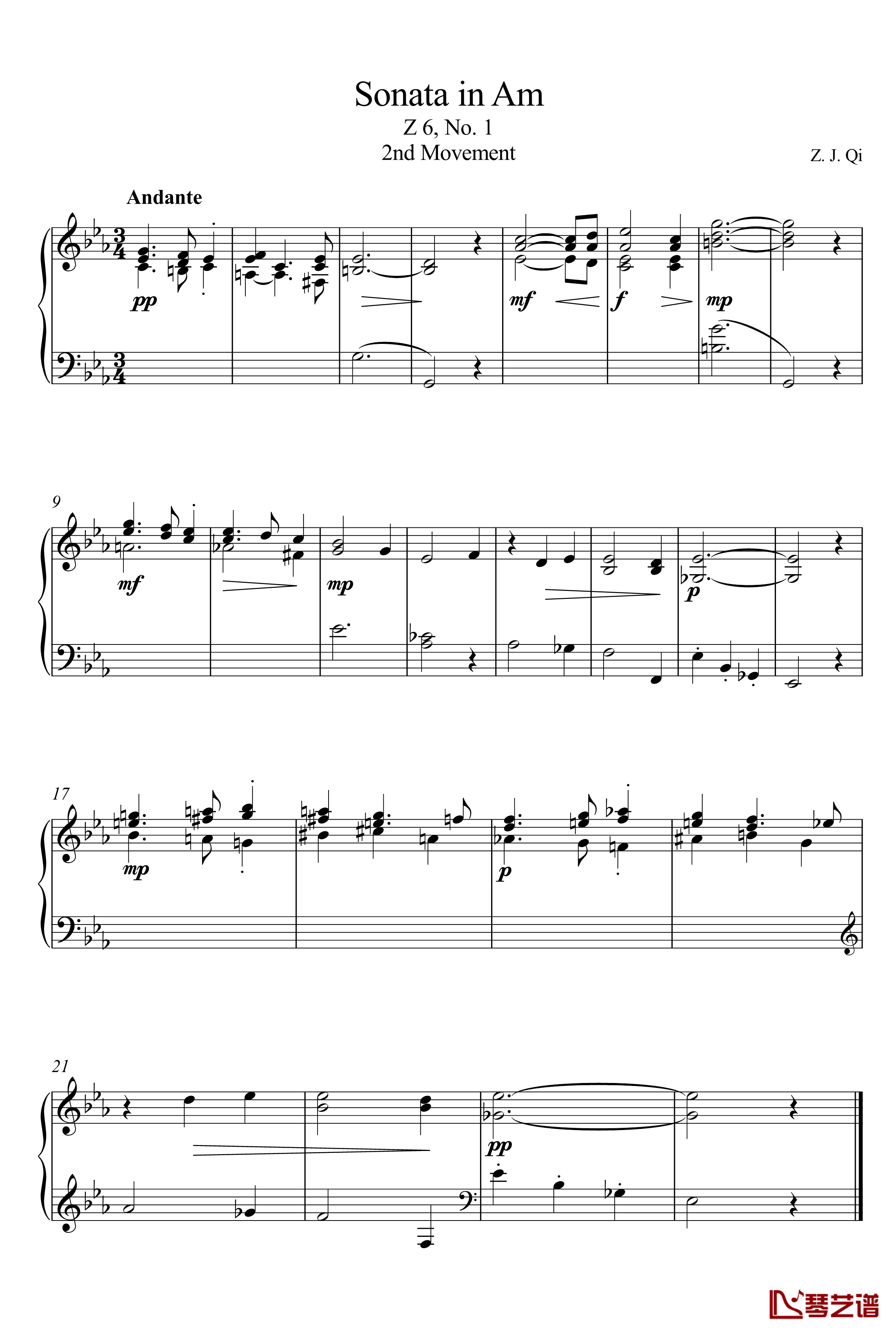 Sonata No. 1 in Am钢琴谱- 2nd Movement-漆政-Z6