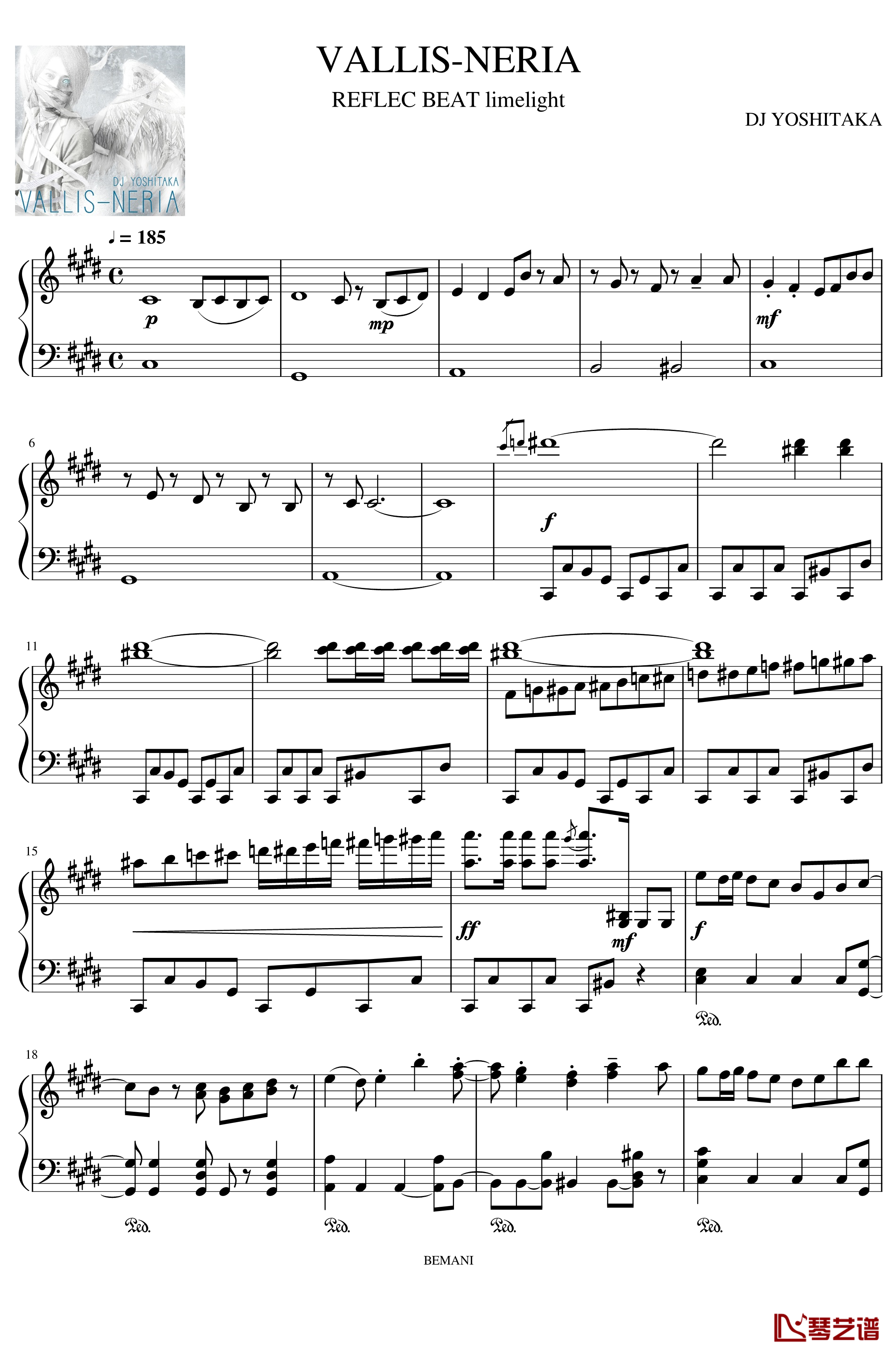 VALLIS NERIA钢琴谱-REFLEC BEAT limeligh