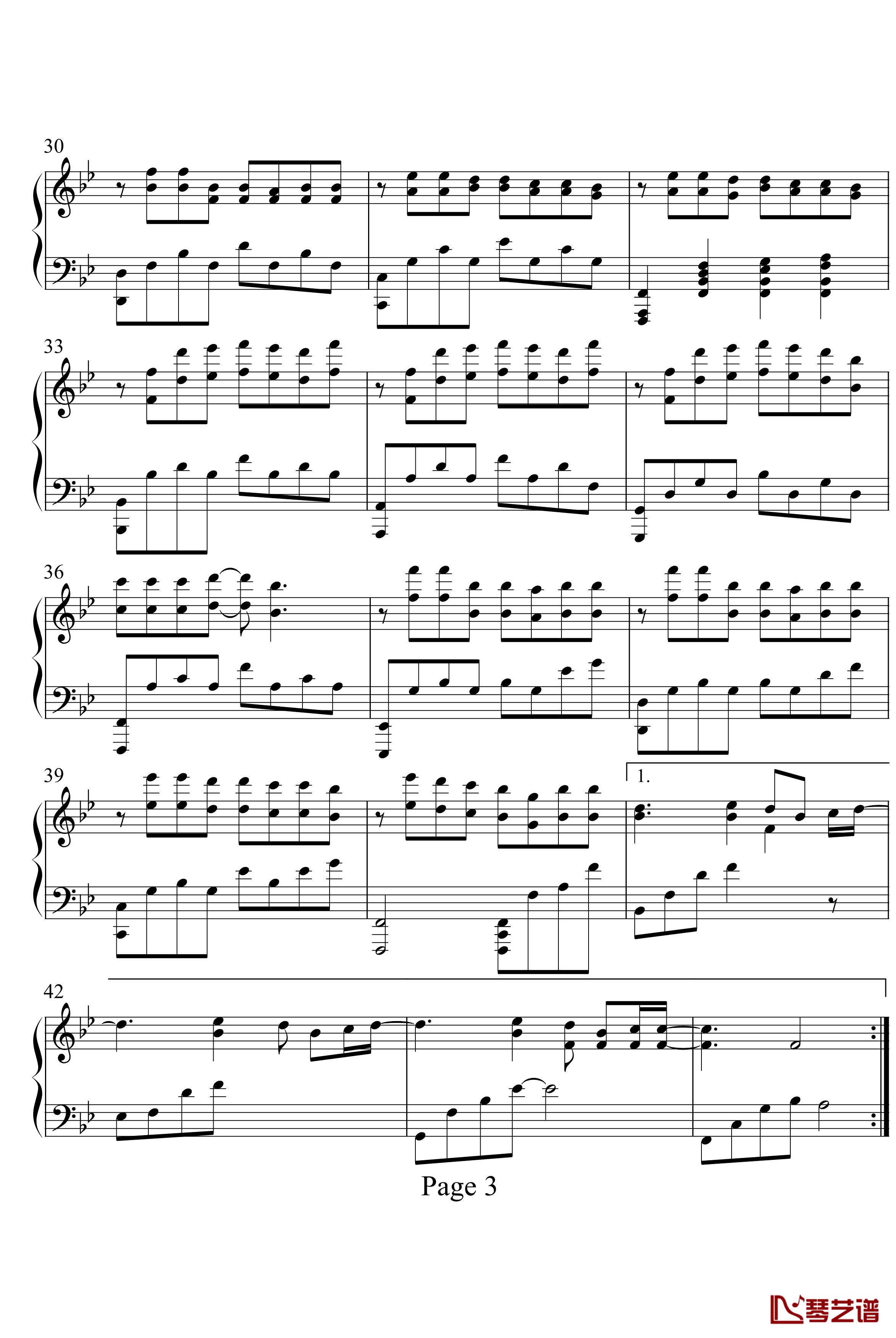 安静钢琴谱-演奏版-周杰伦