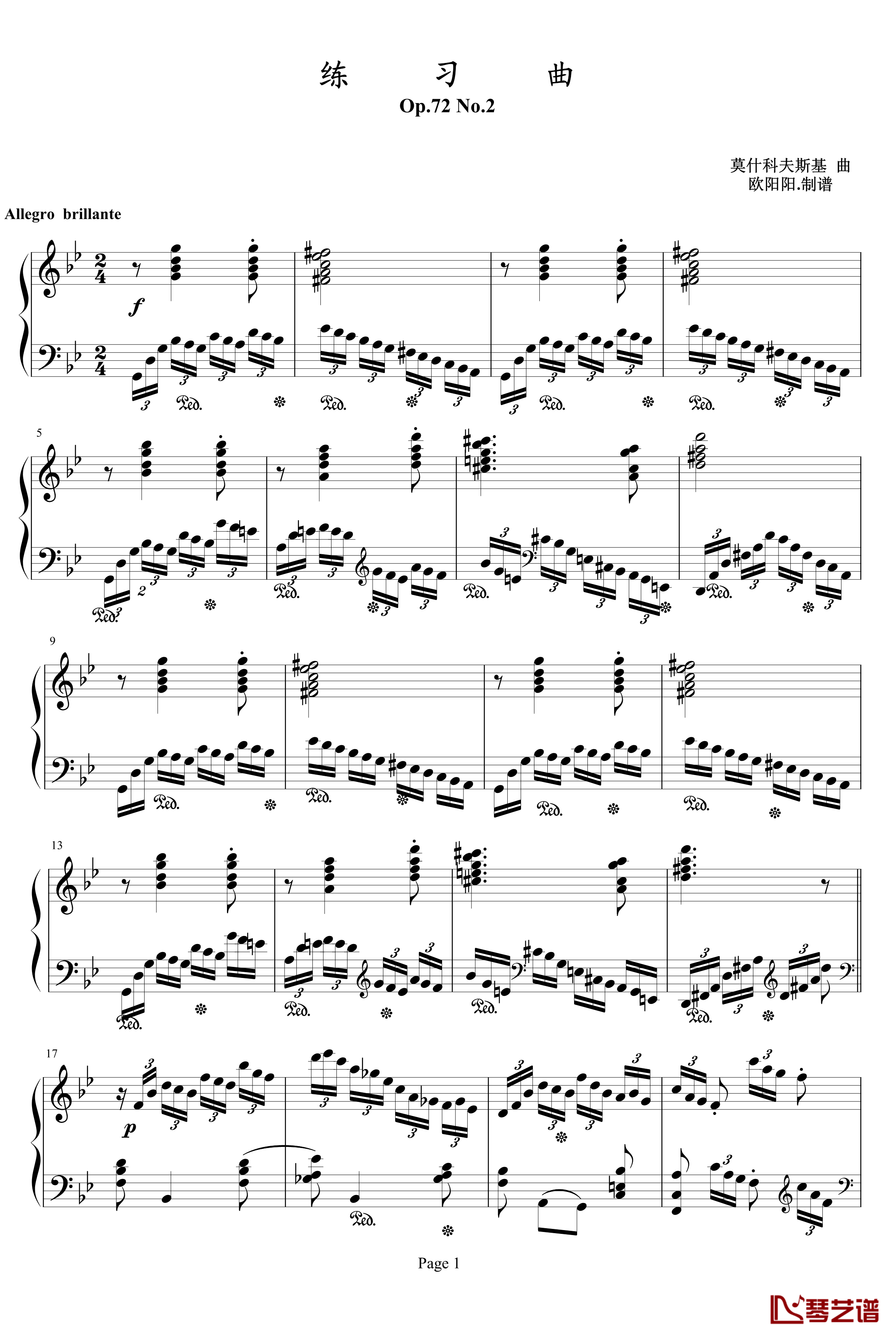 练习曲Op.72 No.2钢琴谱-莫什科夫斯基-Moszkowski