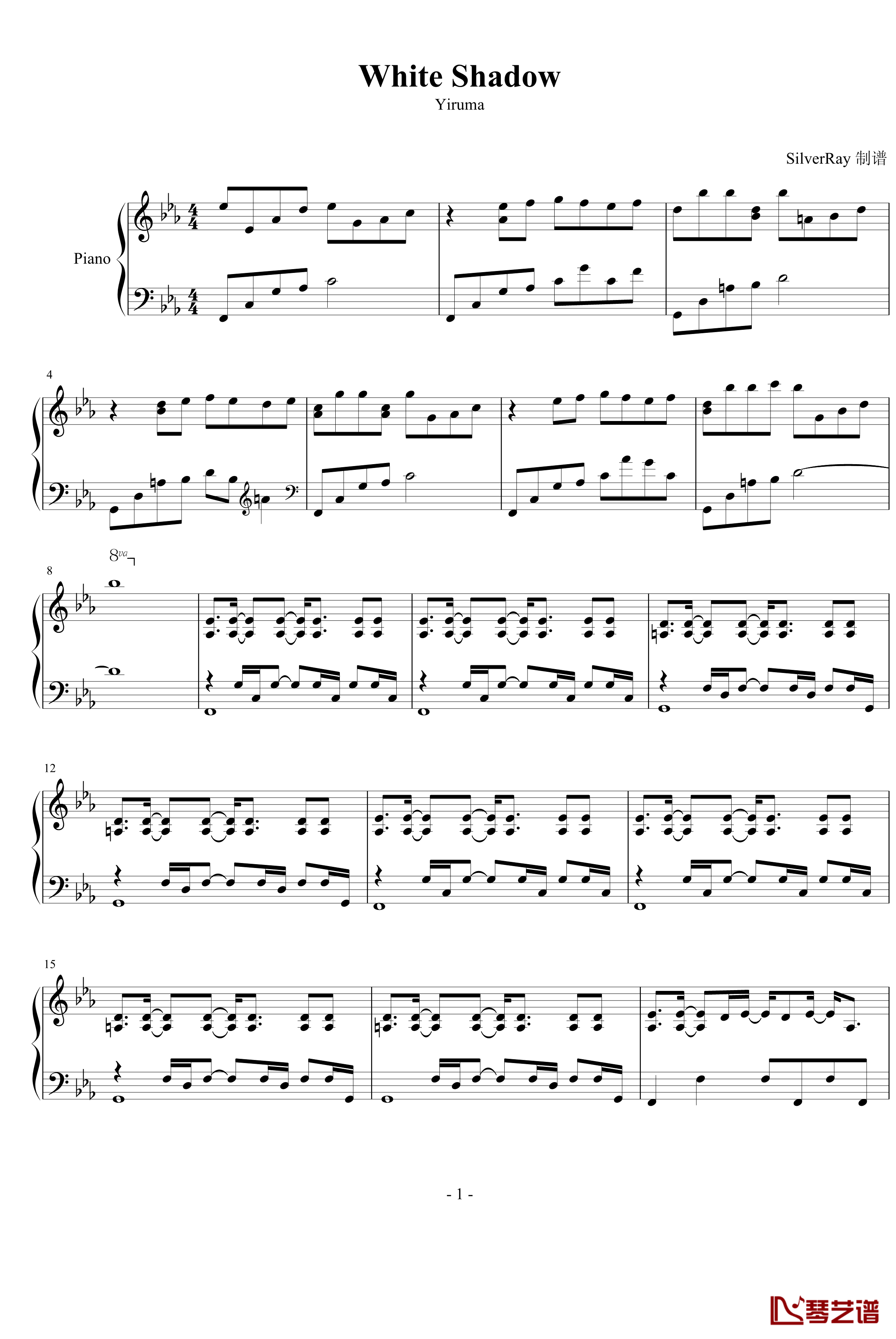 White Shadow钢琴谱-Yiruma