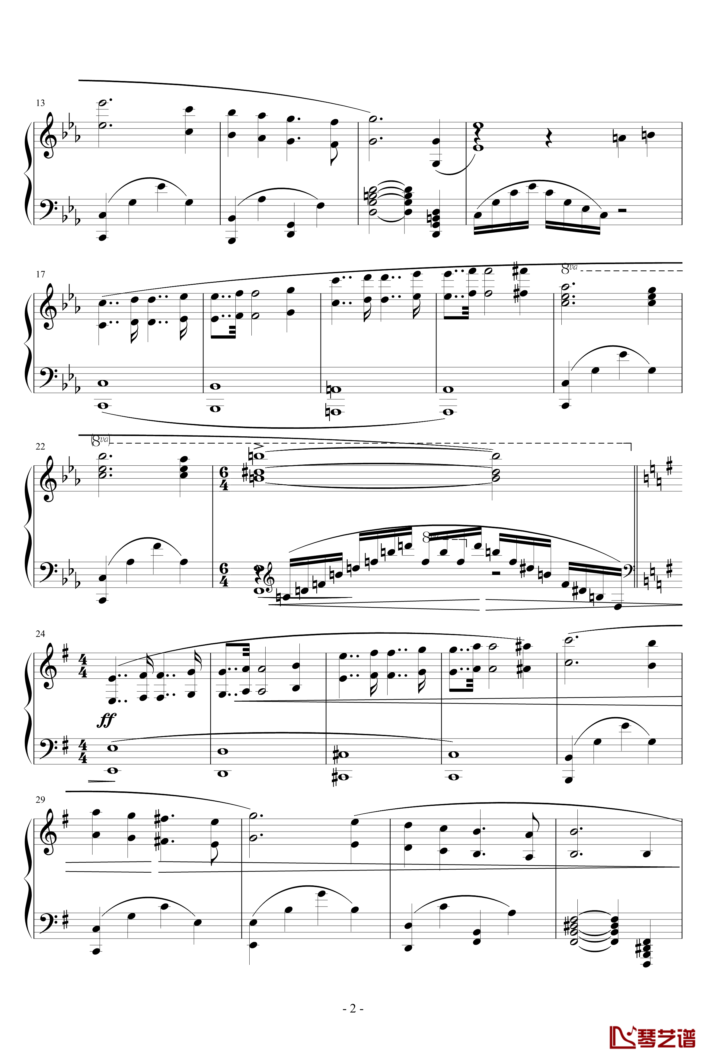 华沙协奏曲钢琴谱-世界名曲