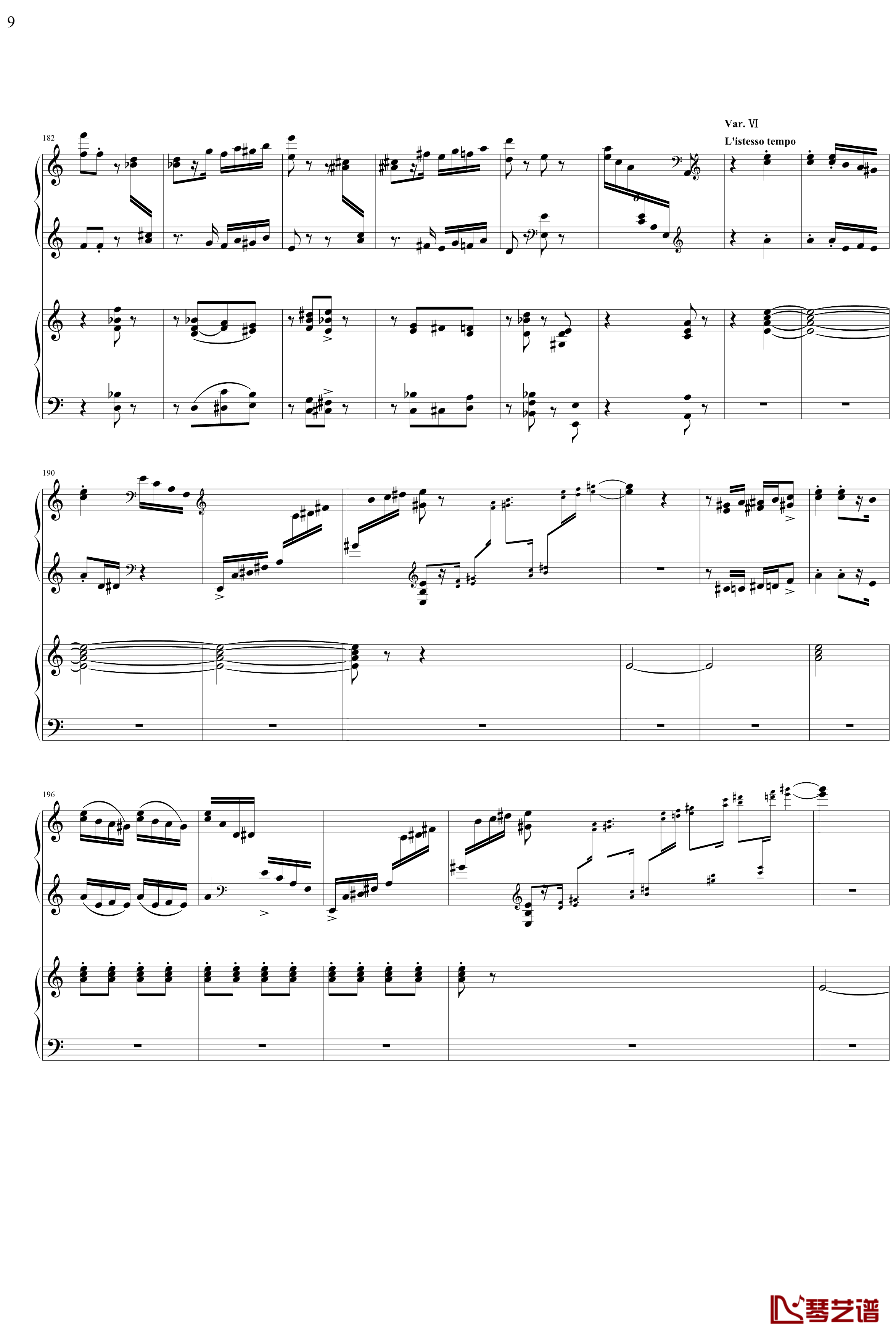 帕格尼主题狂想曲钢琴谱-1~10变奏-拉赫马尼若夫