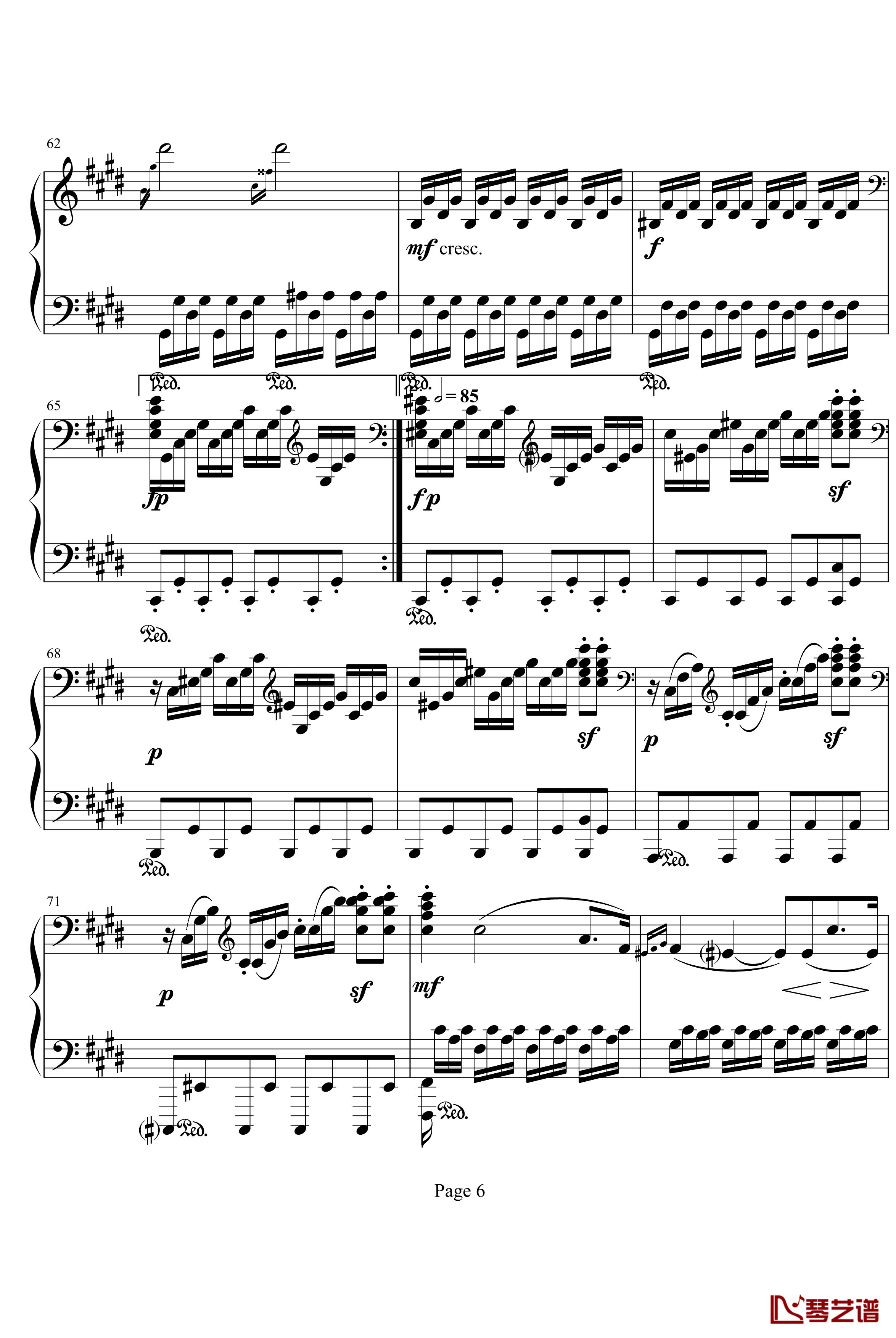 月光奏明曲钢琴谱-作品27之2-贝多芬-beethoven