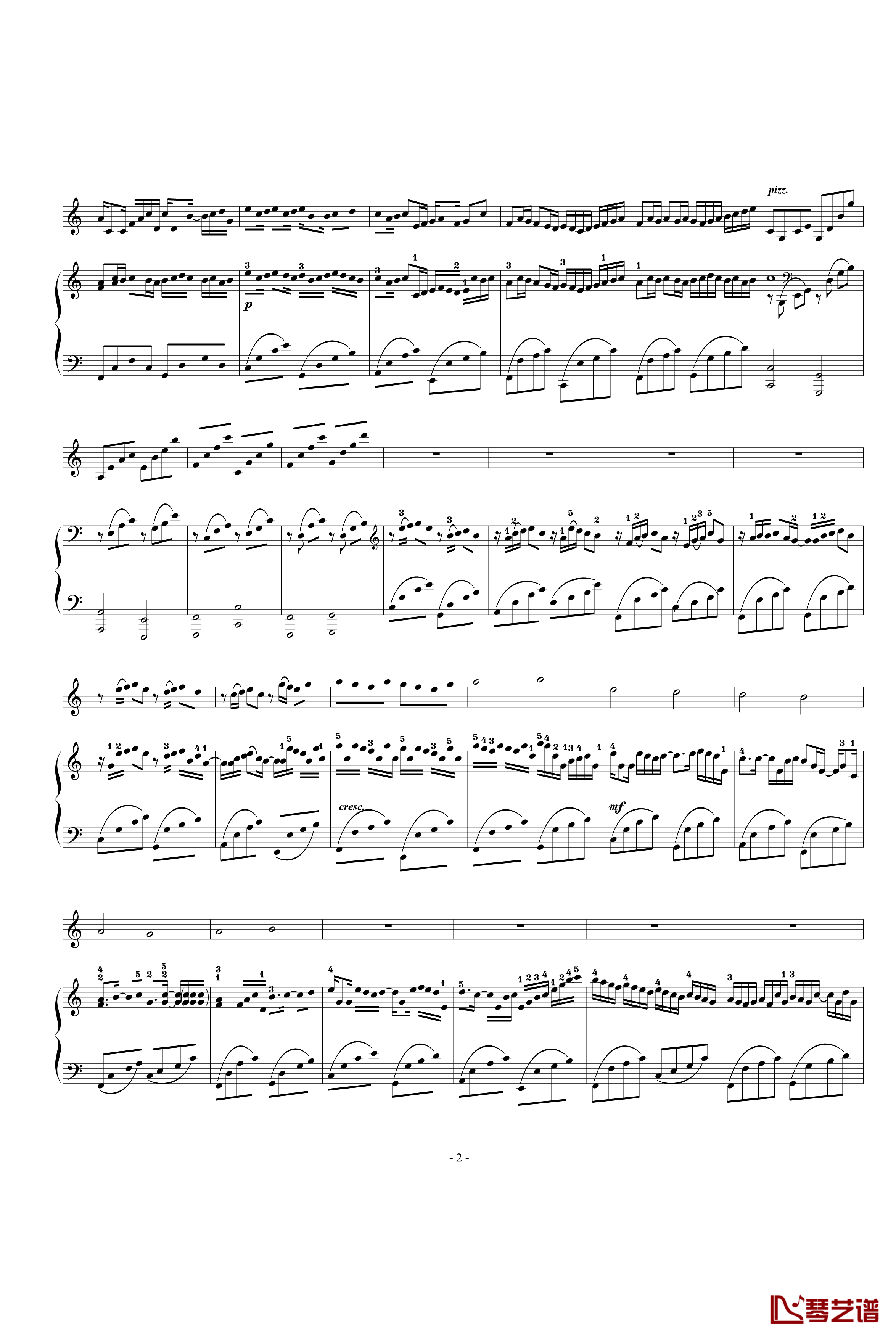 卡农-小提琴&钢琴钢琴谱-camellia修改版-帕赫贝尔-Pachelbel