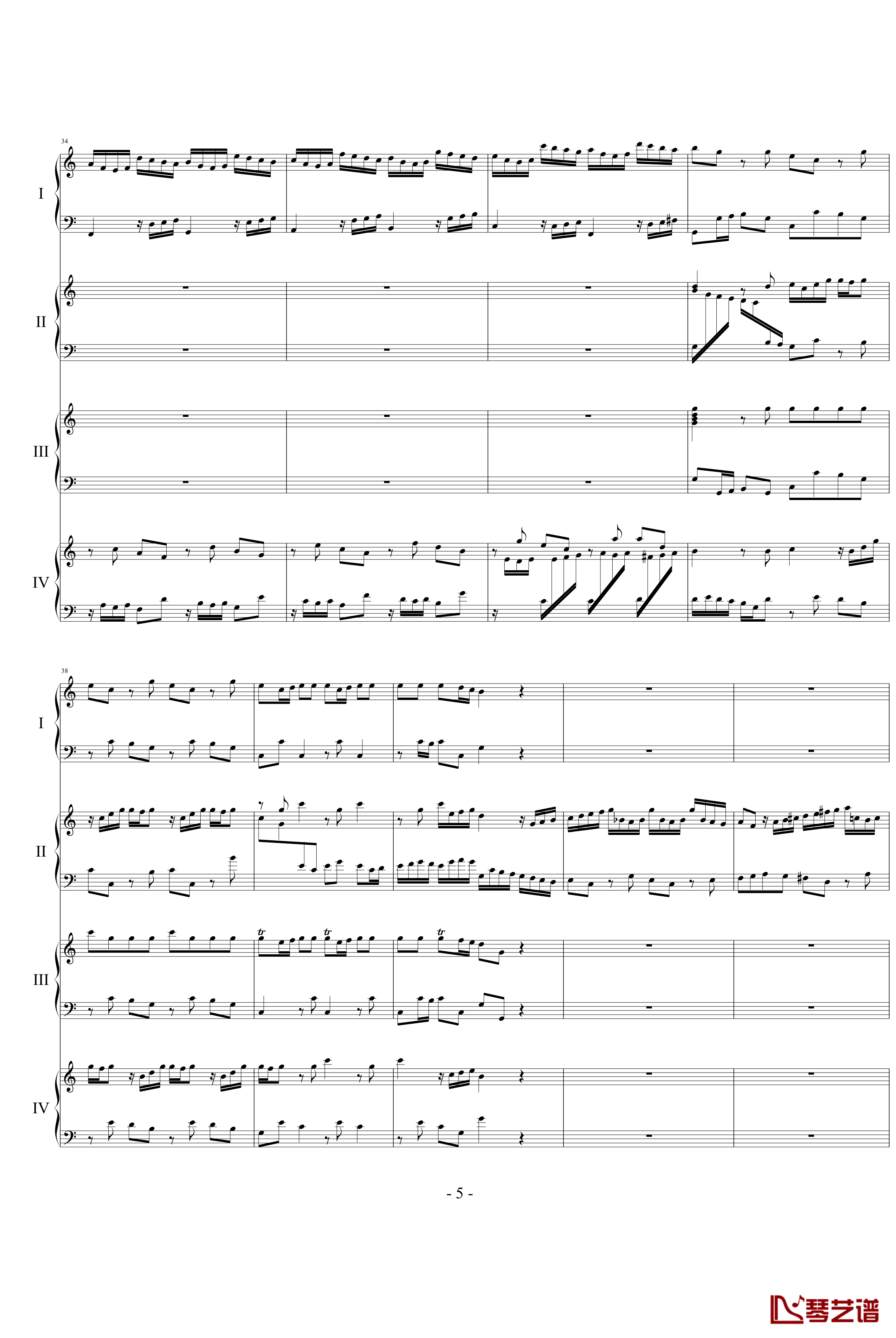 巴赫为四架钢琴写的钢琴协奏曲钢琴谱-巴赫-P.E.Bach