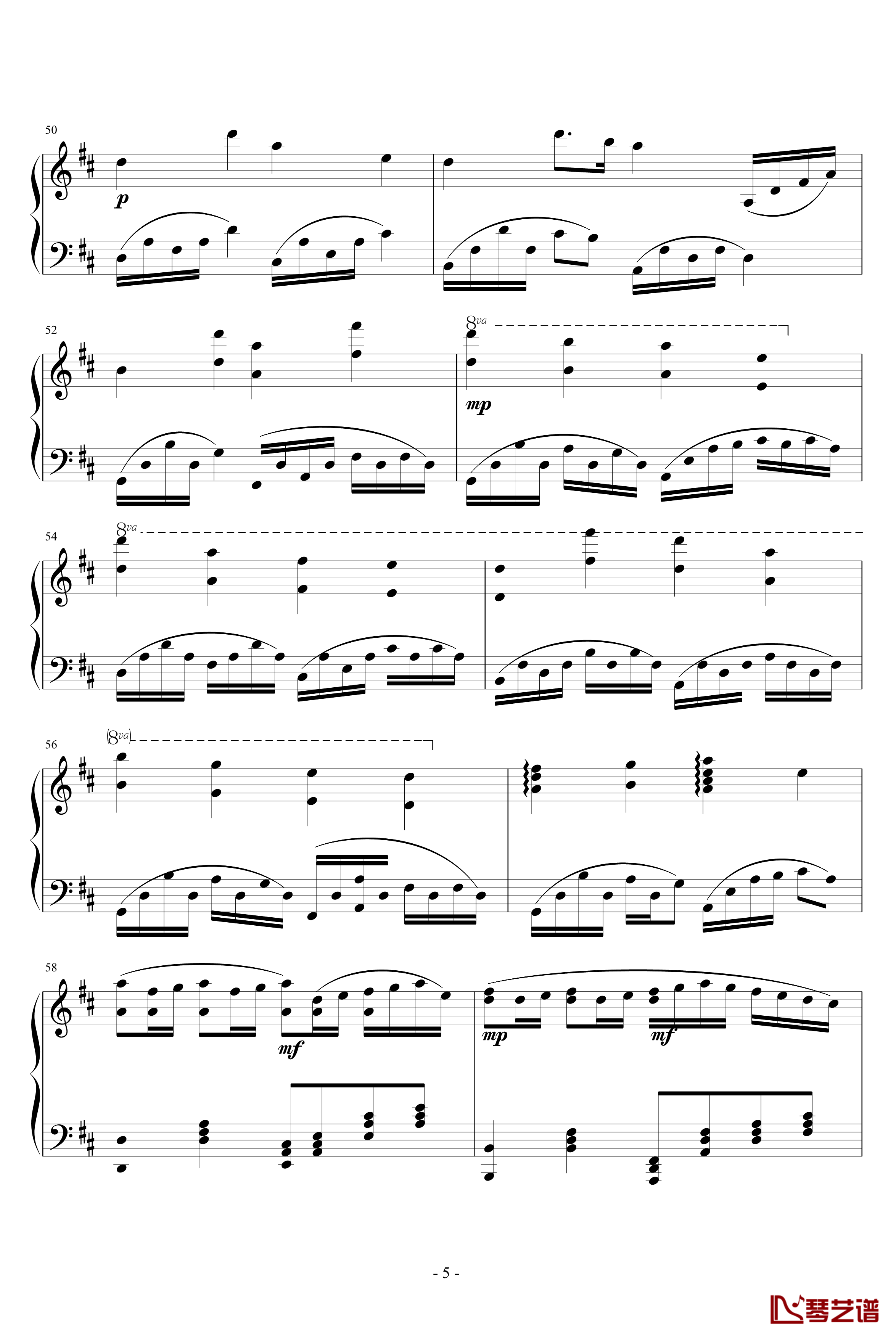 卡农清凉钢琴谱-钢琴版-帕赫贝尔-Pachelbel