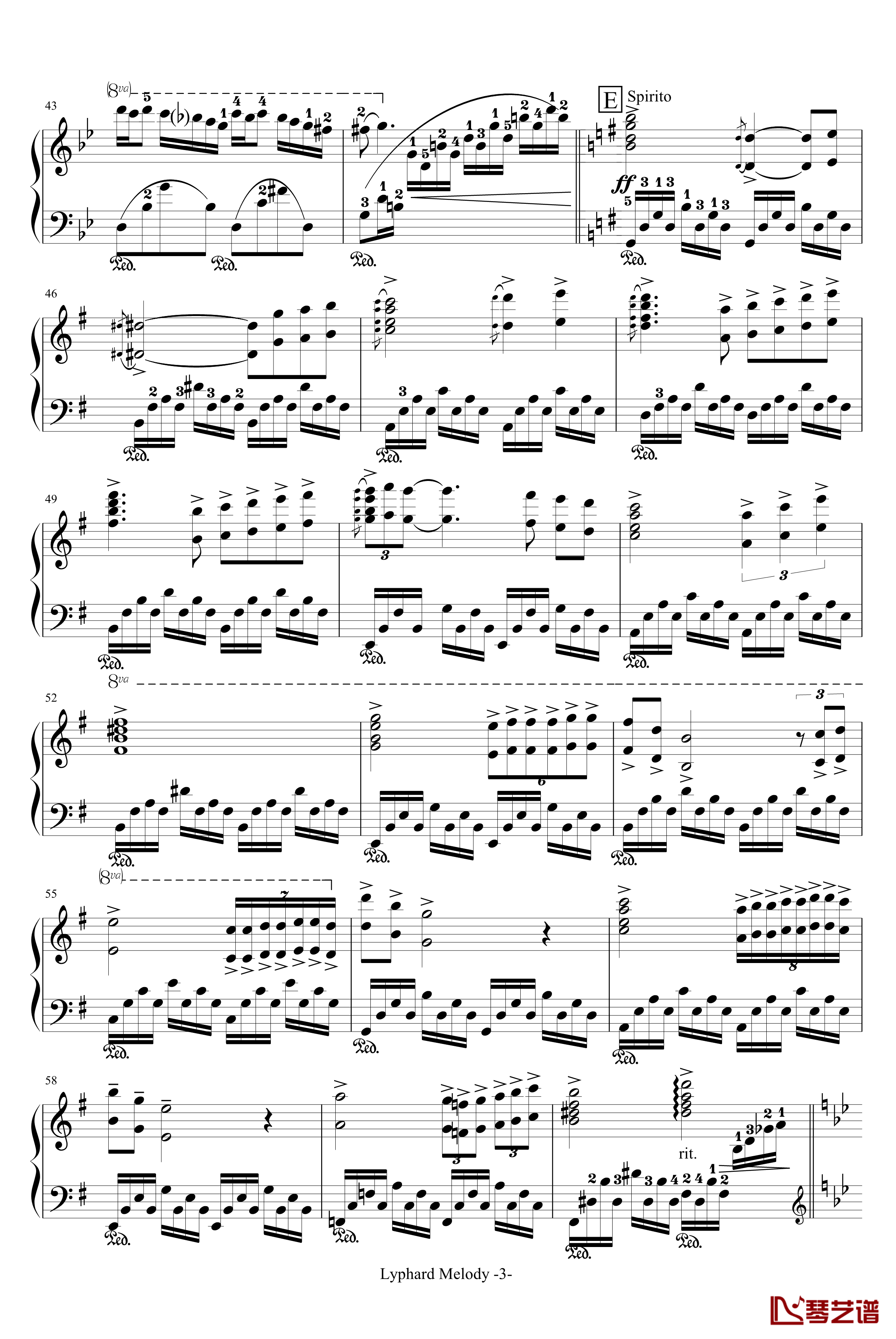 星空钢琴谱-适度简化-塞内维尔