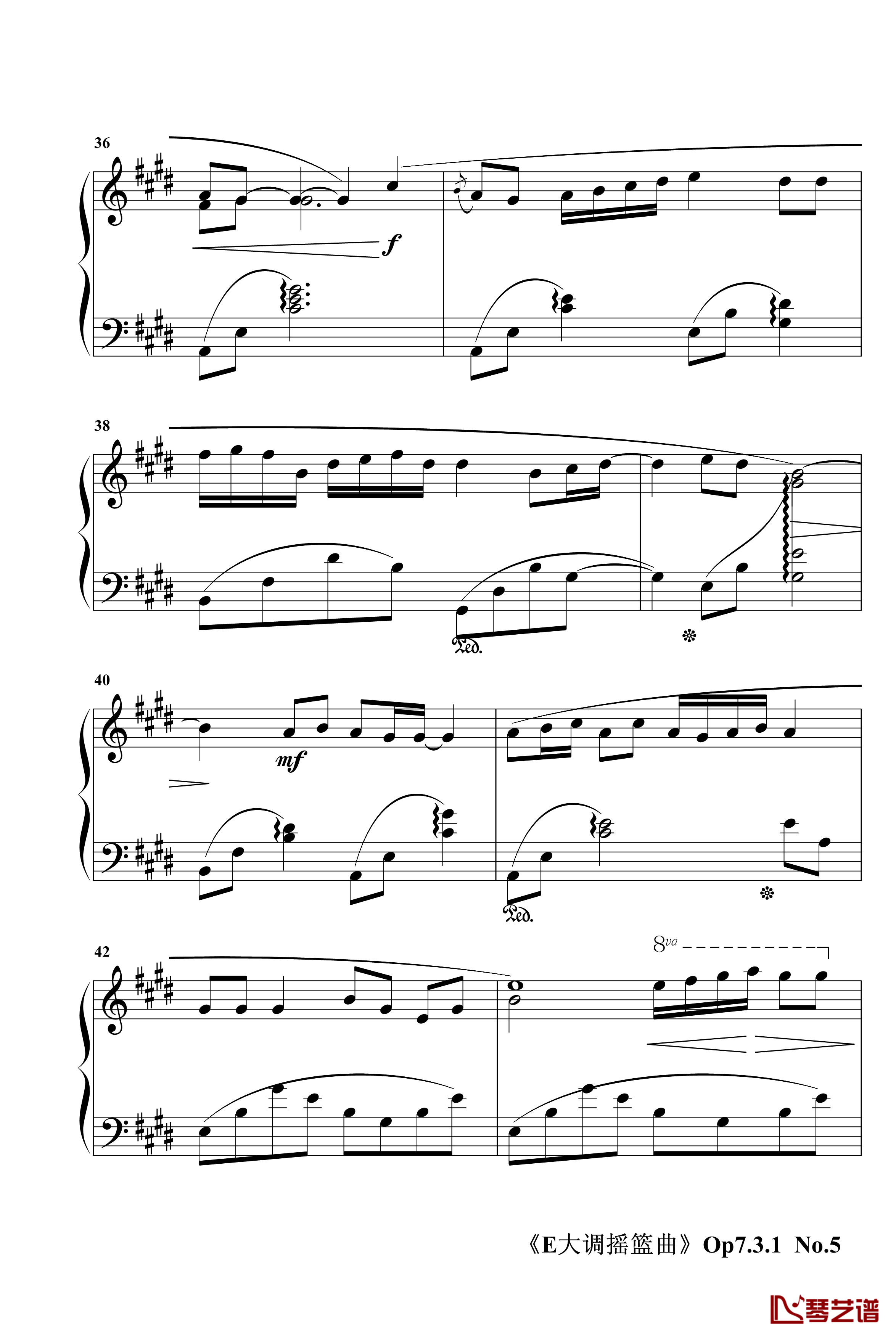 E大调摇篮曲Op7.3.1钢琴谱-jerry5743