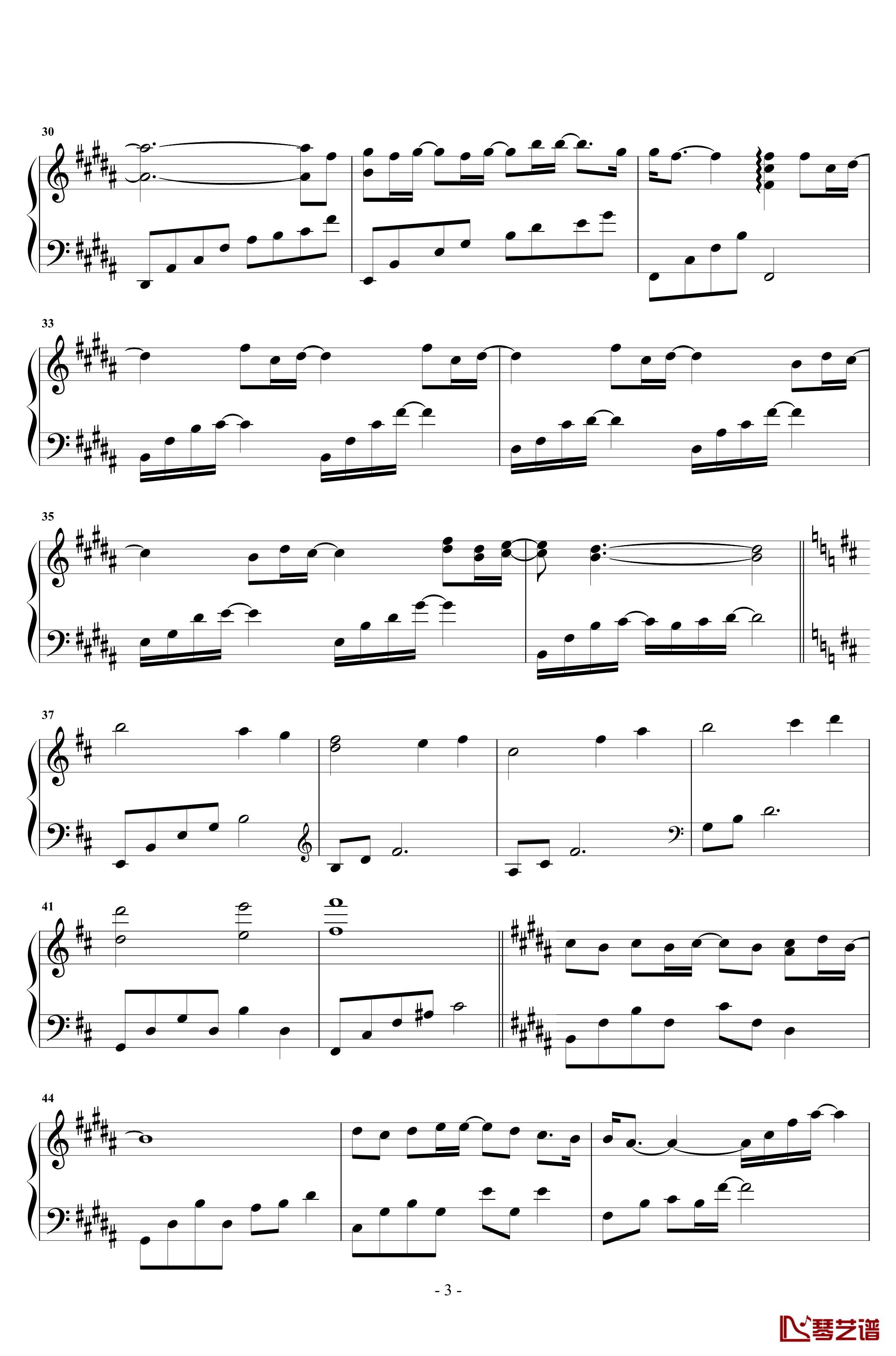 岁月钢琴谱-原声完整版-王菲