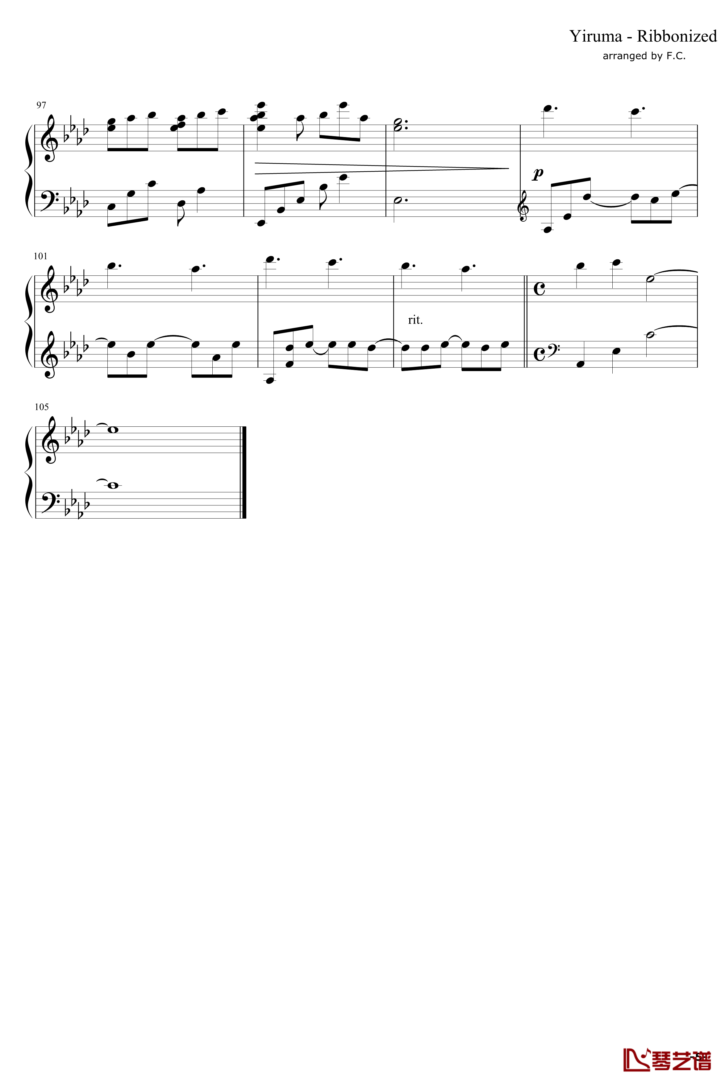 Ribboinzed钢琴谱-Yiruma