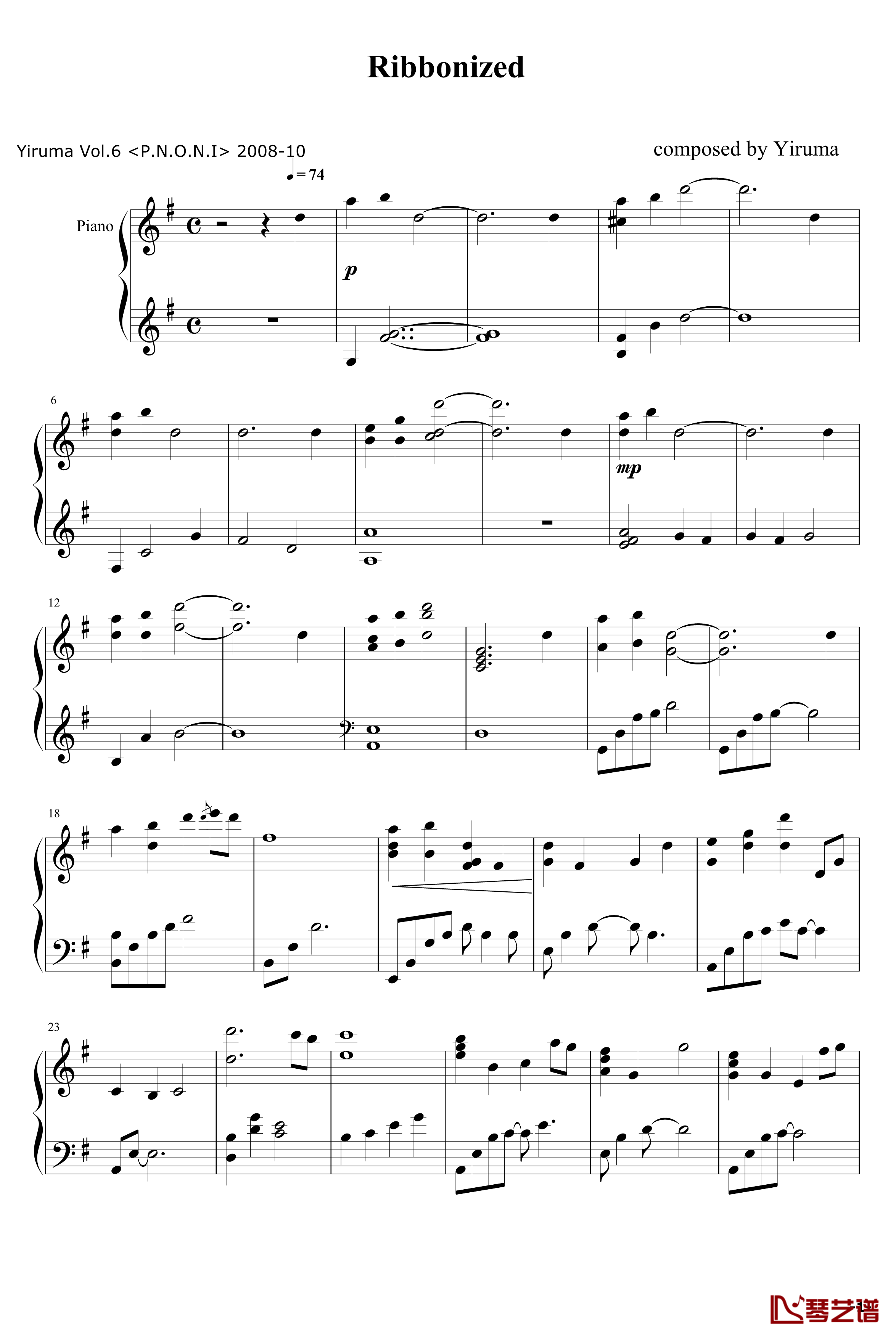 Ribbonized钢琴谱-Yiruma