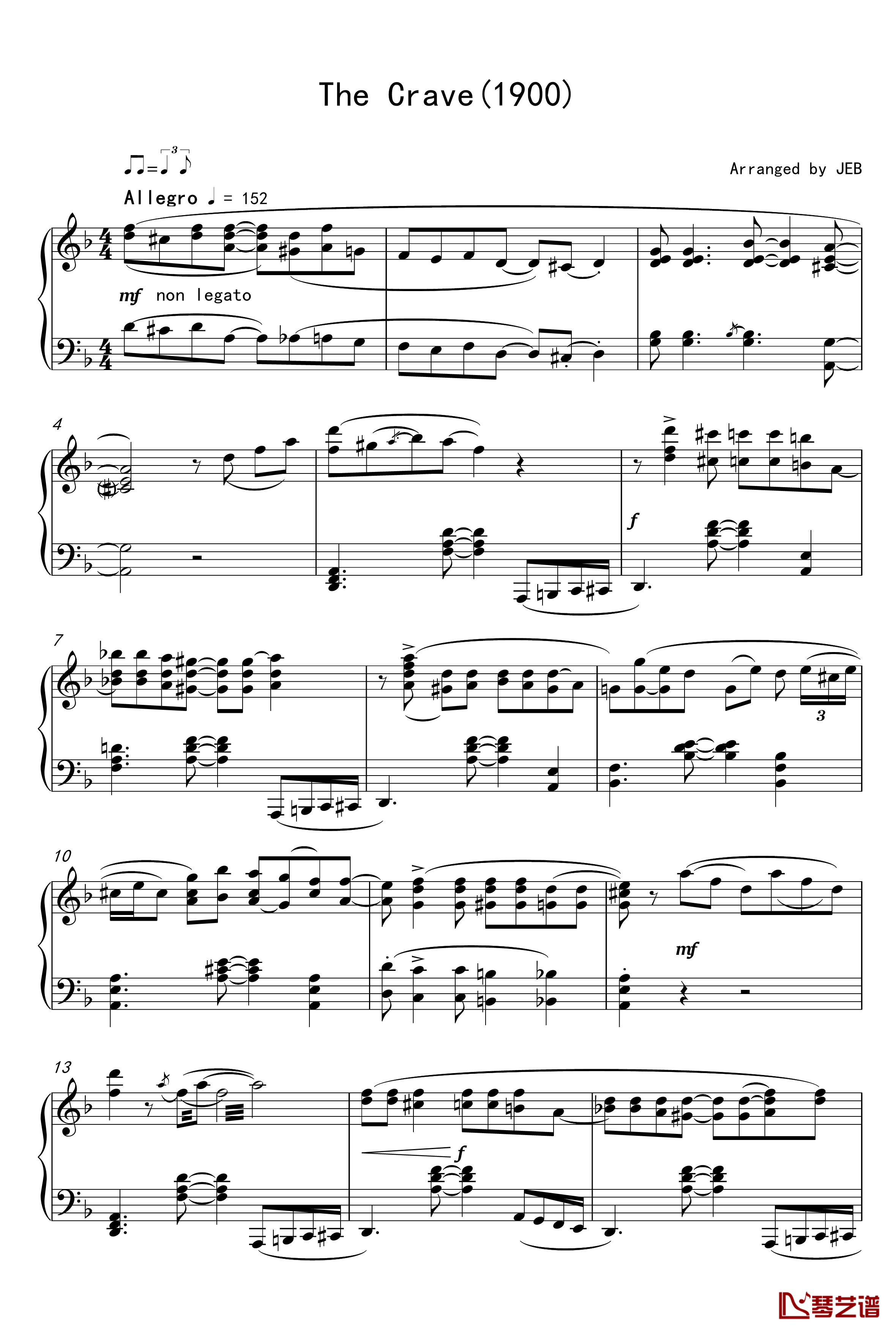 The Crave 1900版钢琴谱-原版-海上钢琴师