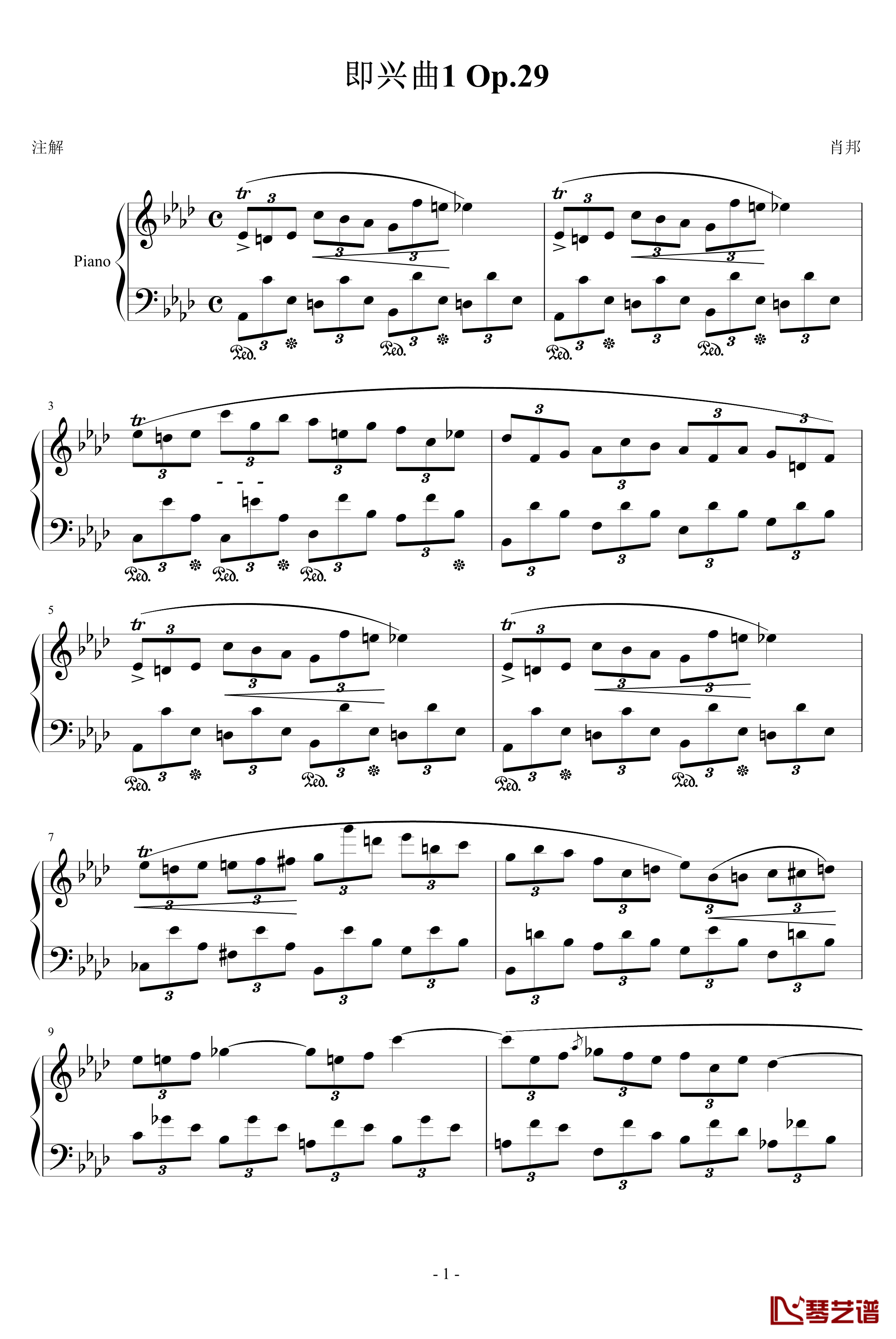 即兴曲第一首Op.29钢琴谱-肖邦-chopin