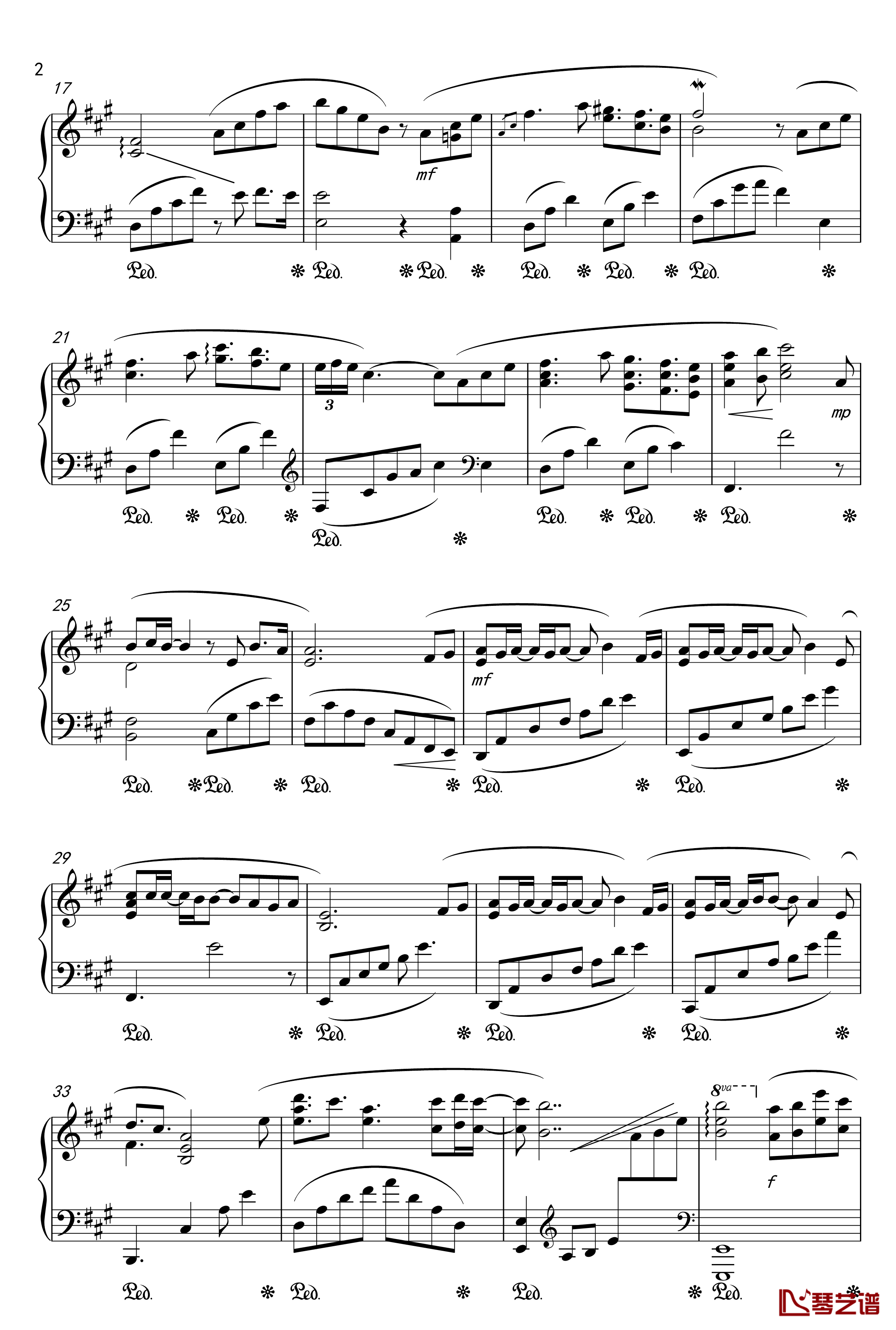 月夜に舞う恋の花-Piano Instrumental-钢琴谱-千の刃涛