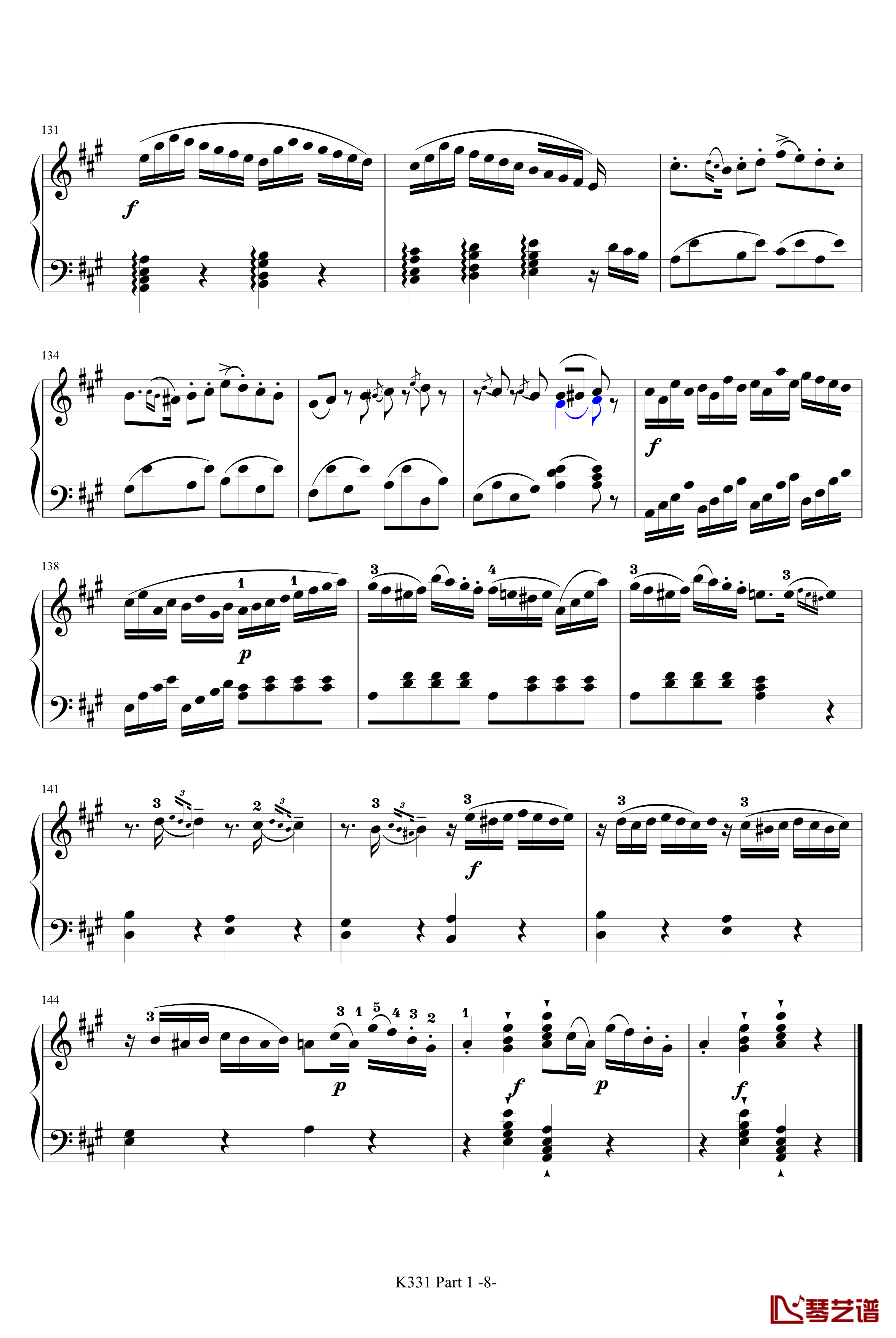 K331第一乐章钢琴谱-带指法-莫扎特