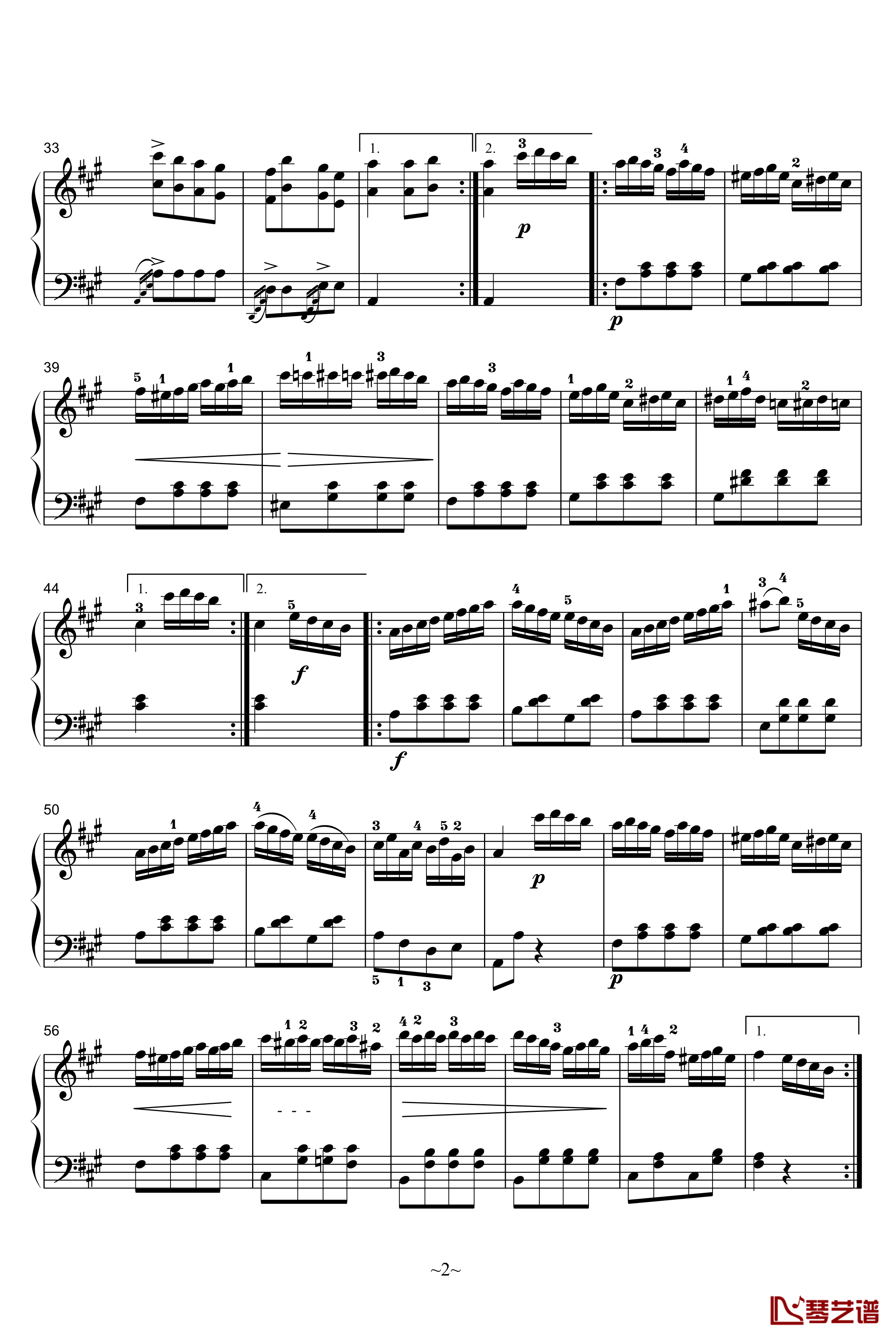 A大调奏鸣曲第三乐章钢琴谱-莫扎特