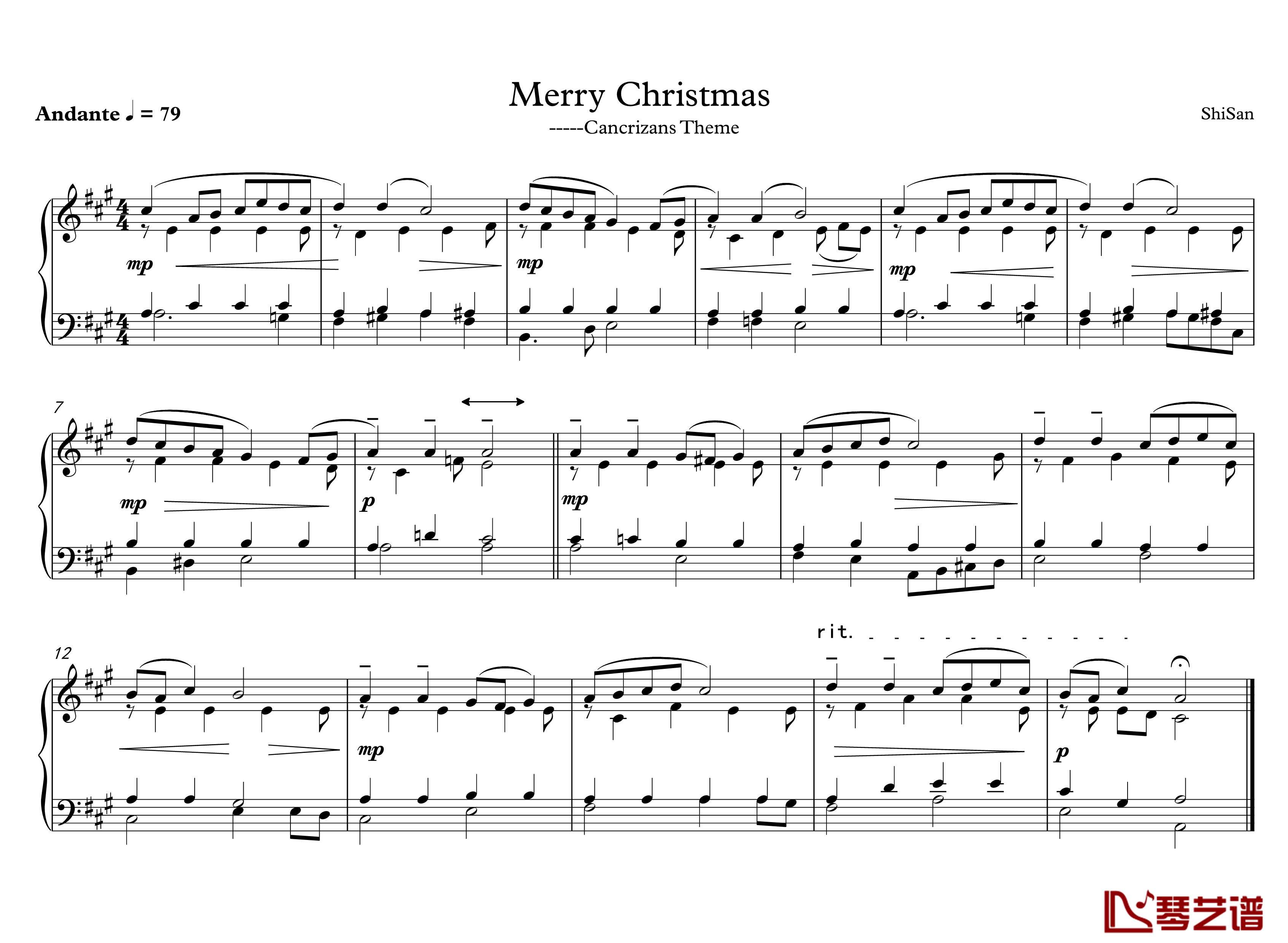 你的圣诞快乐钢琴谱-shisan9632