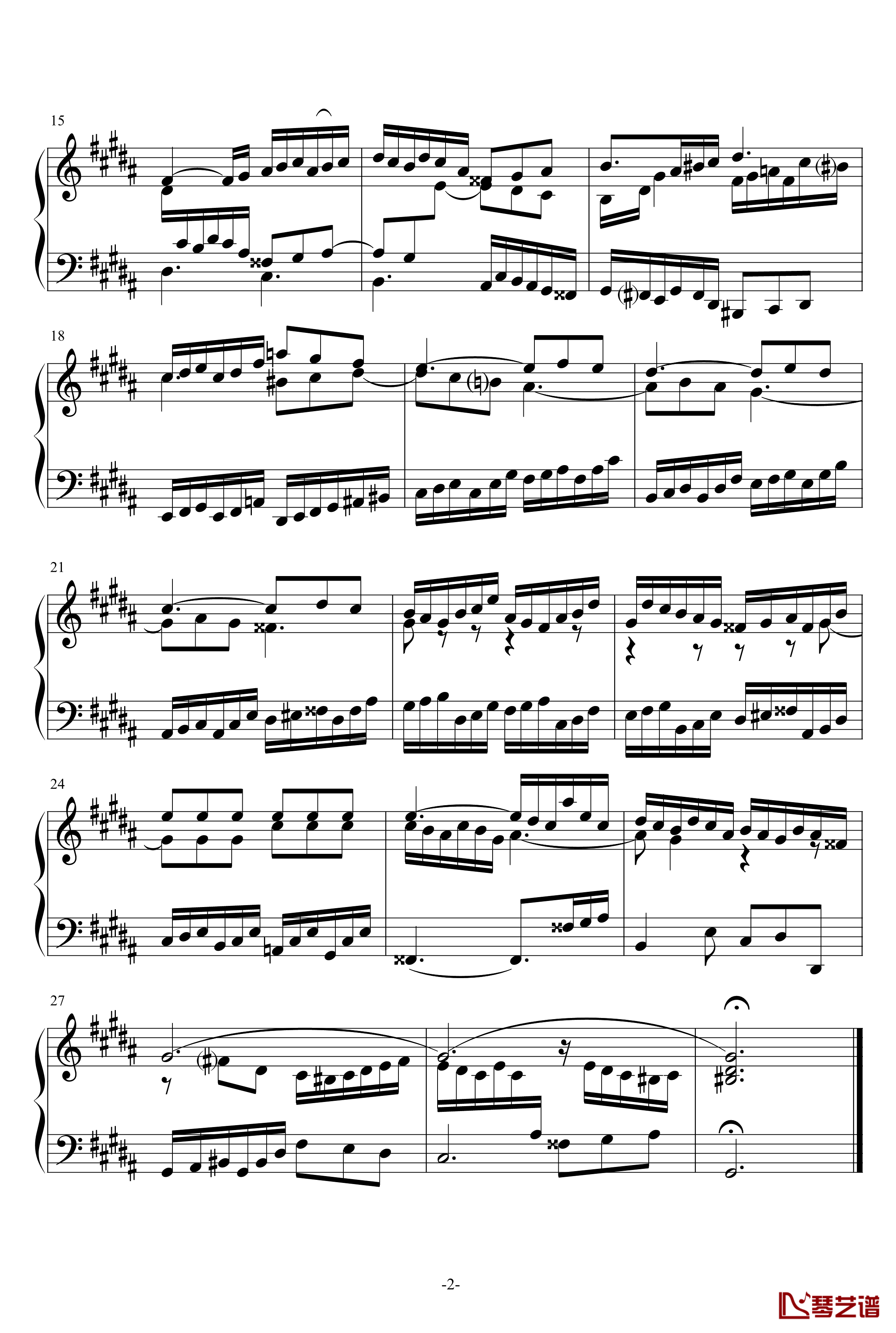 前奏曲钢琴谱-巴赫P.E.Bach