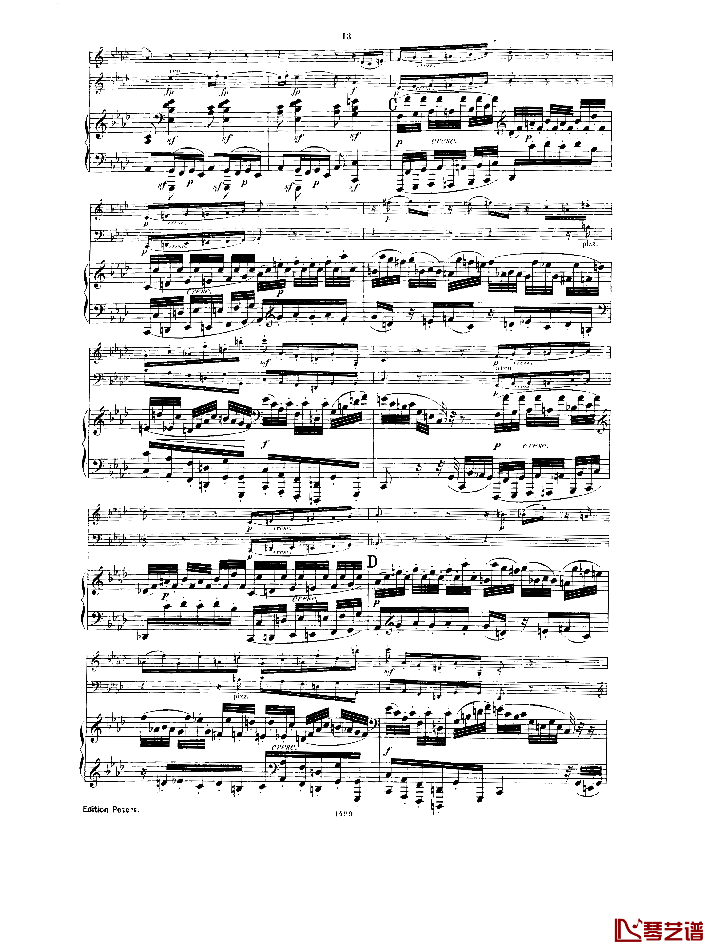  降E大调第一钢琴三重奏  Op.12钢琴谱-胡梅尔