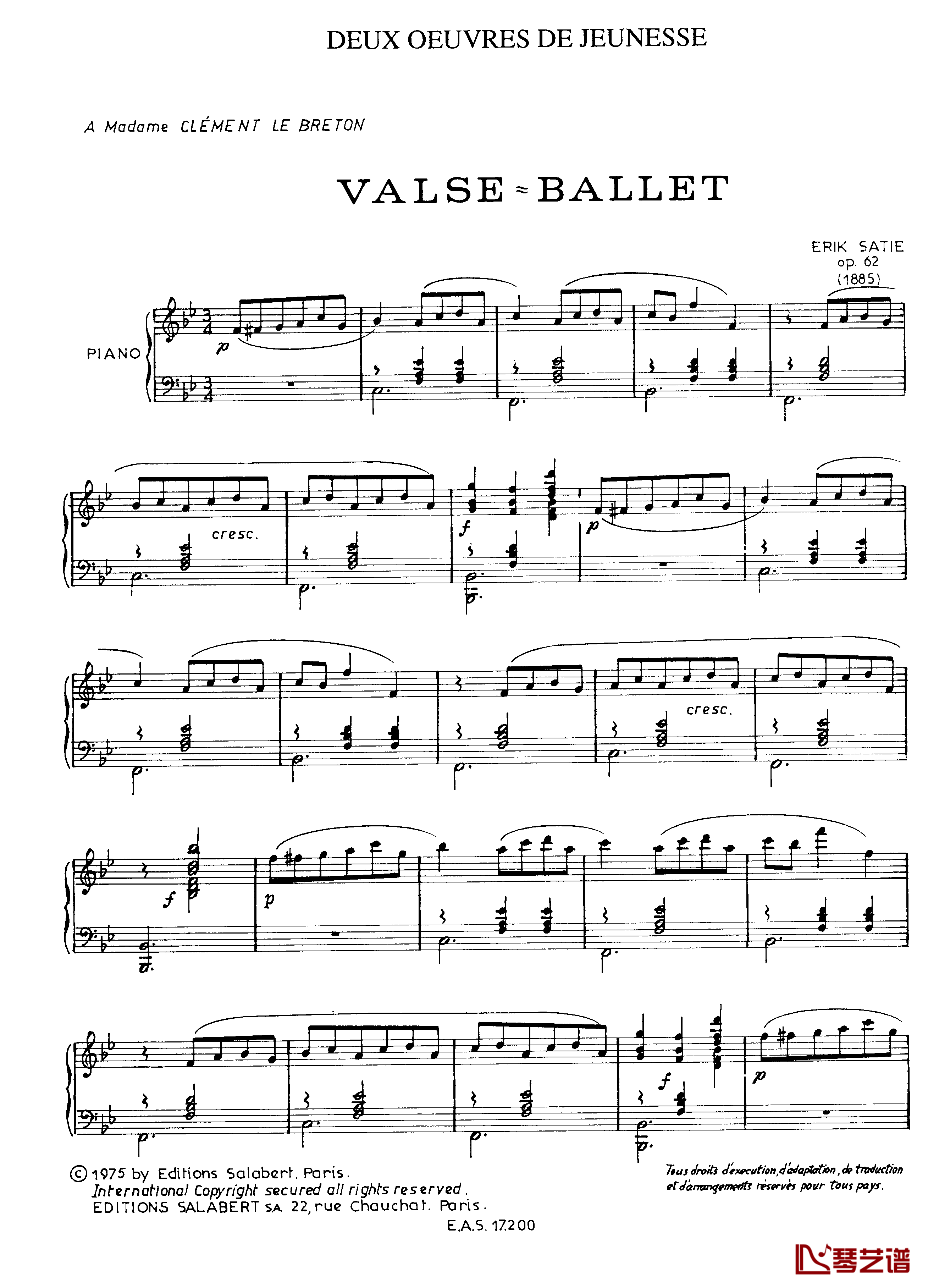 Valse-Ballet钢琴谱-沙拉萨蒂-芭蕾圆舞曲-萨蒂