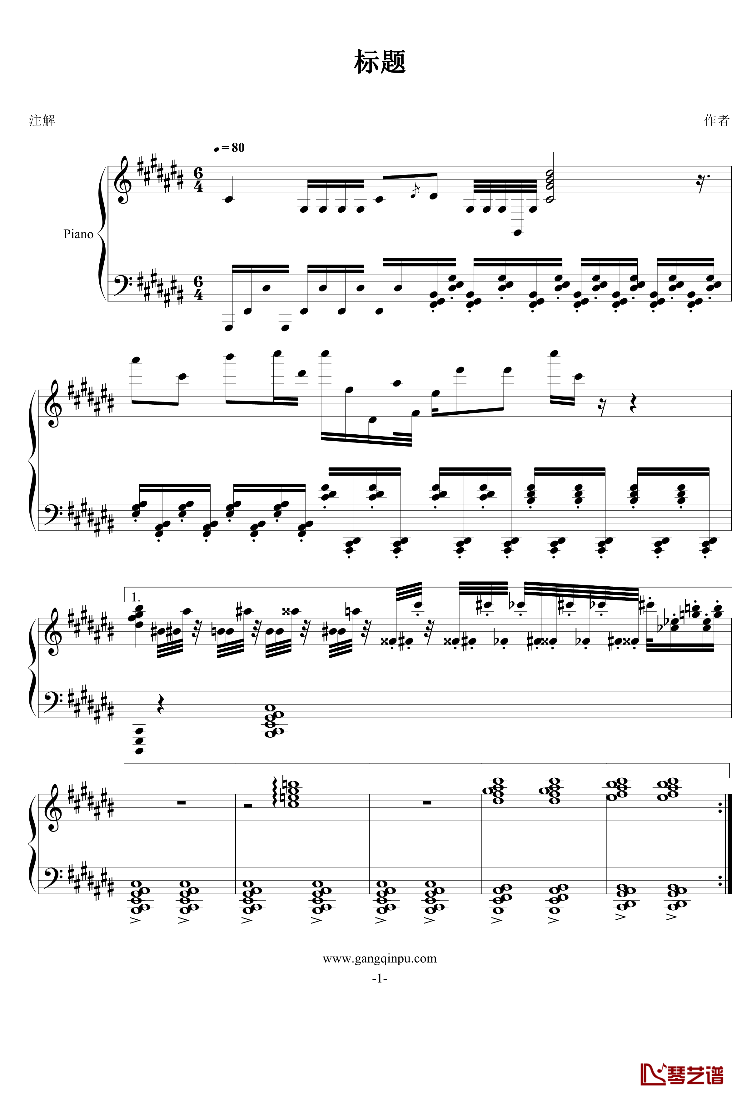 低落的预感钢琴谱-FIRSTONE