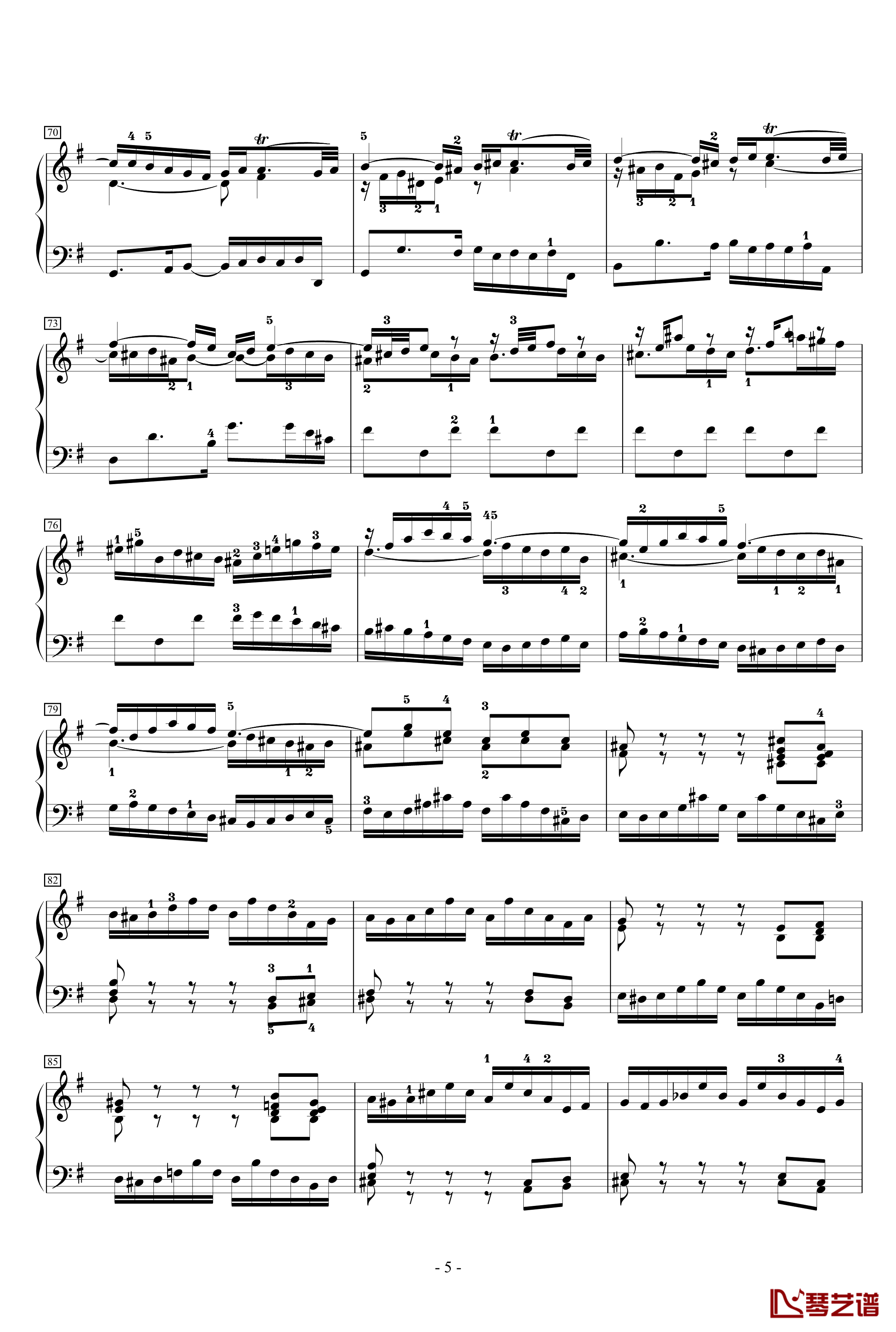 前奏曲英国组曲5-J.S钢琴谱-巴赫