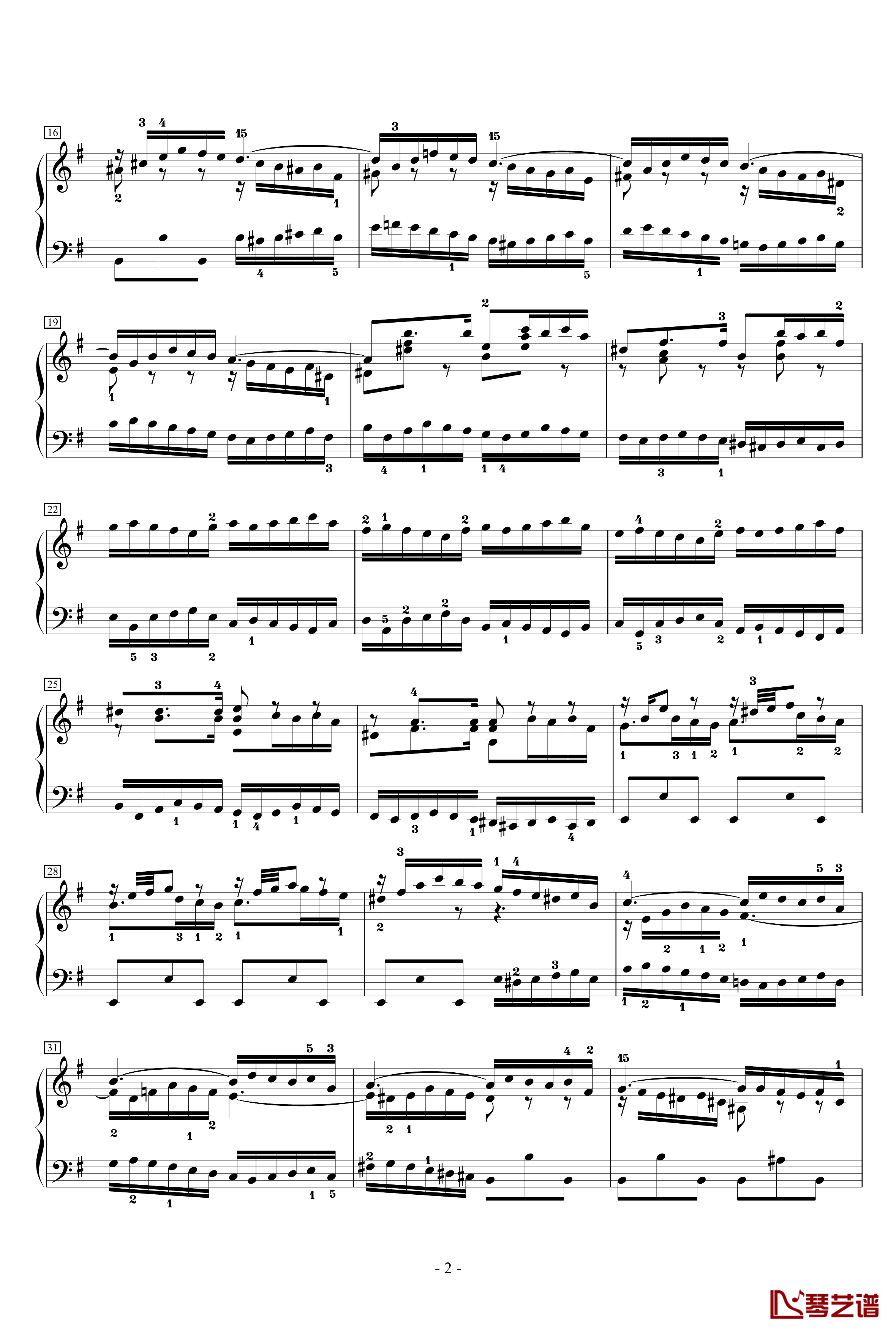 前奏曲英国组曲5-J.S钢琴谱-巴赫