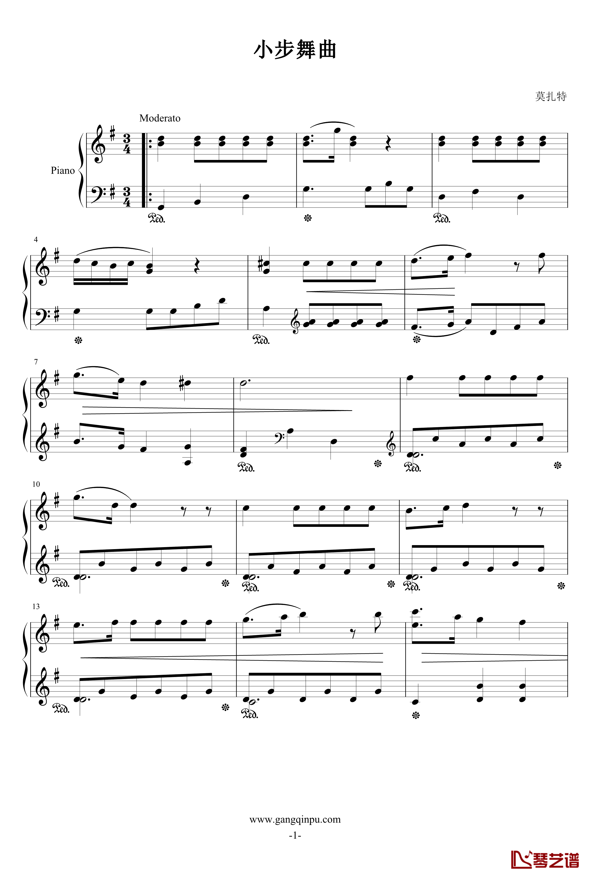 小步舞曲钢琴谱-莫扎特
