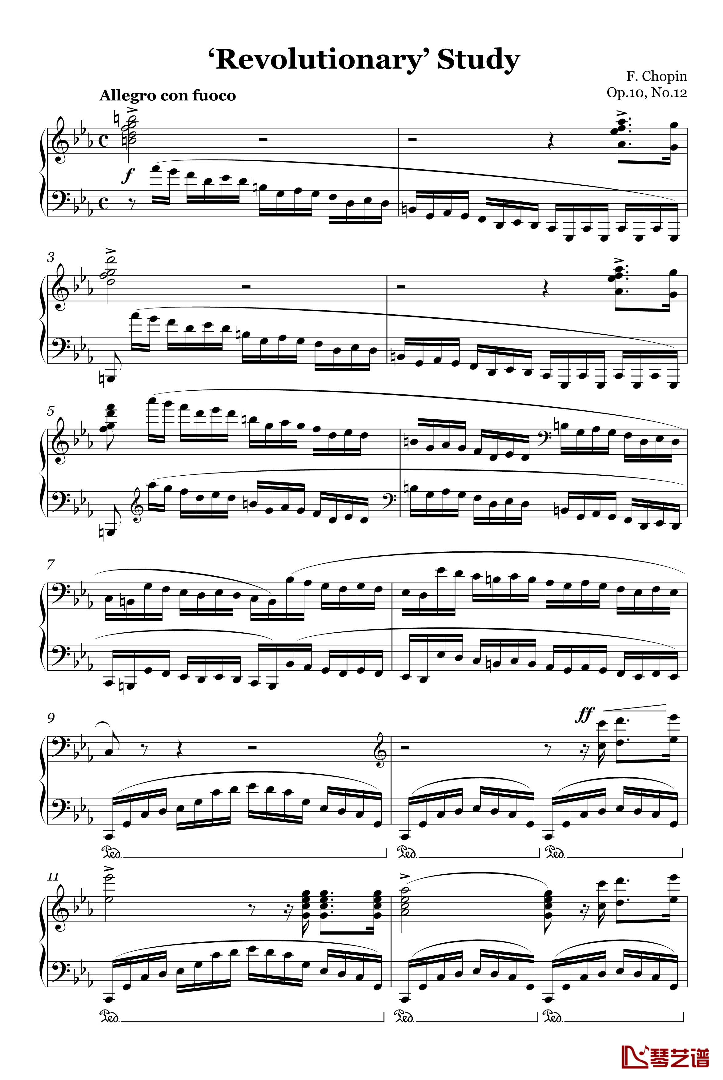 革命练习曲Op.10, No.12钢琴谱-肖邦-chopin