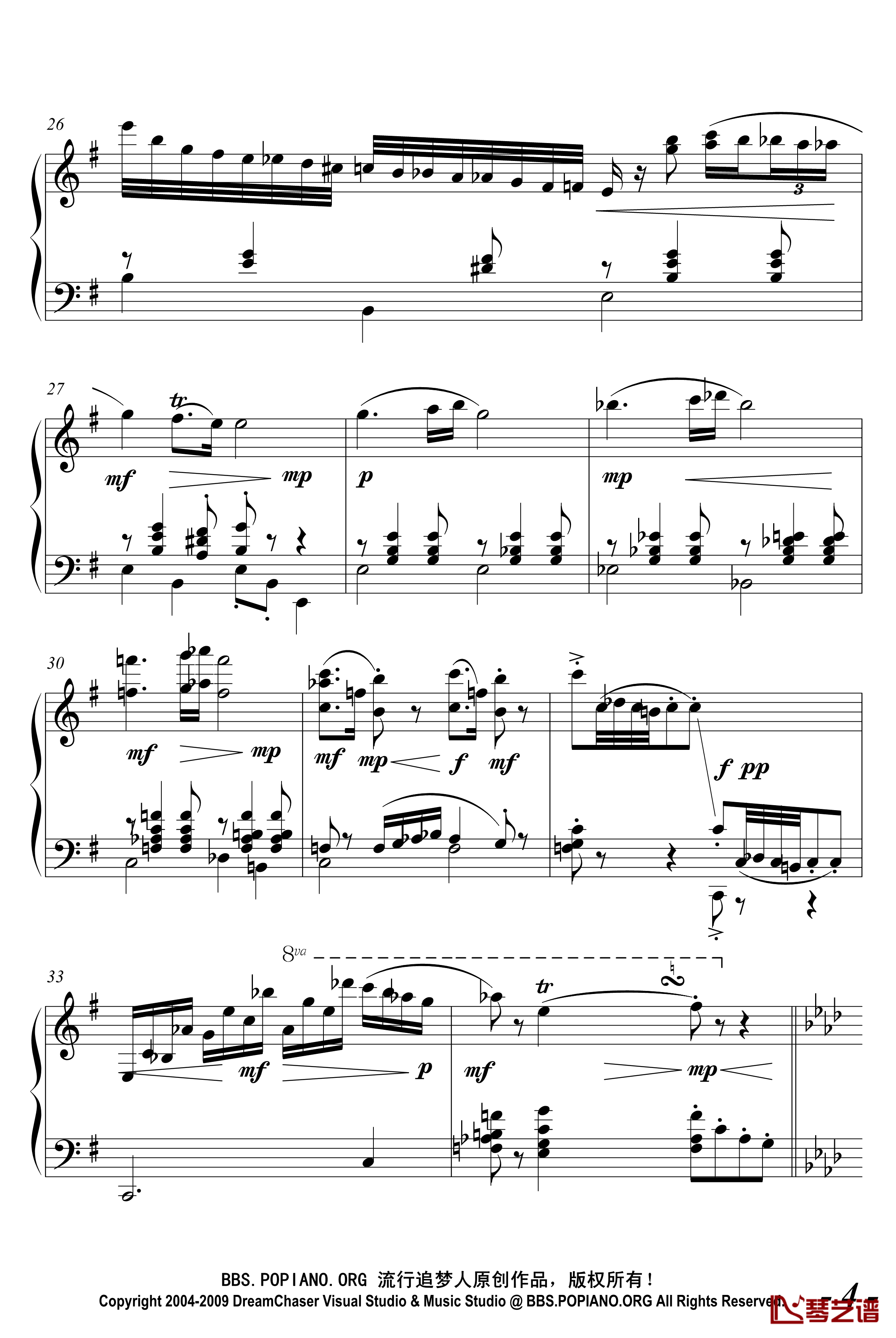 1号钢琴奏鸣曲G大调钢琴谱-流行追梦人