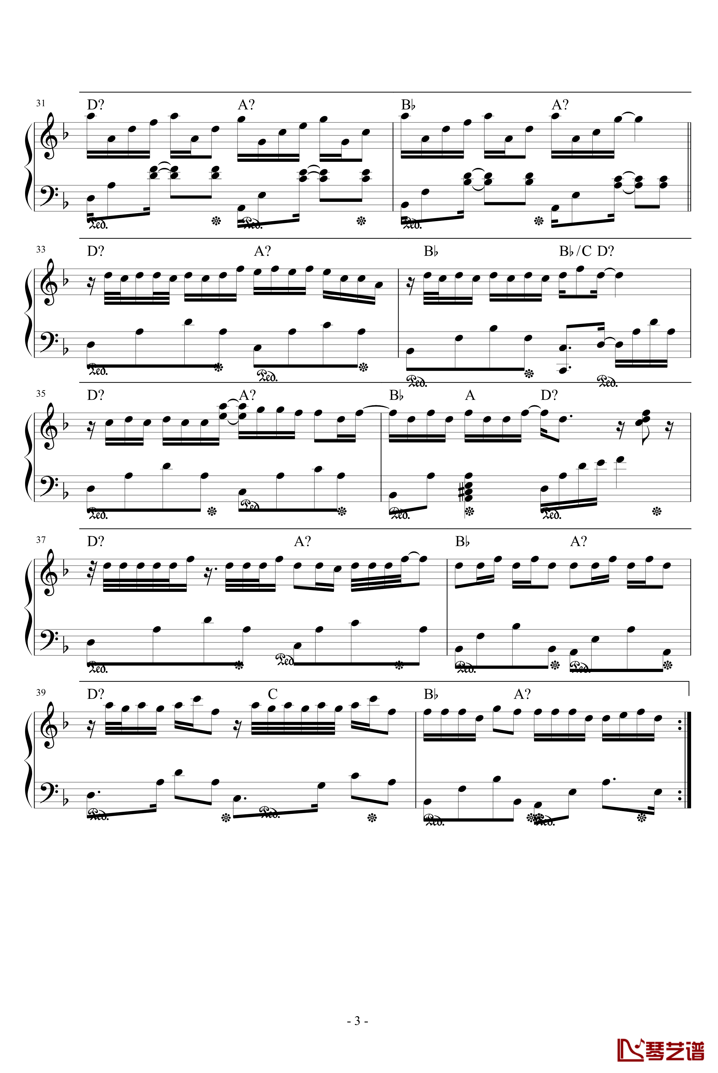 画沙钢琴谱-完整版-周杰伦
