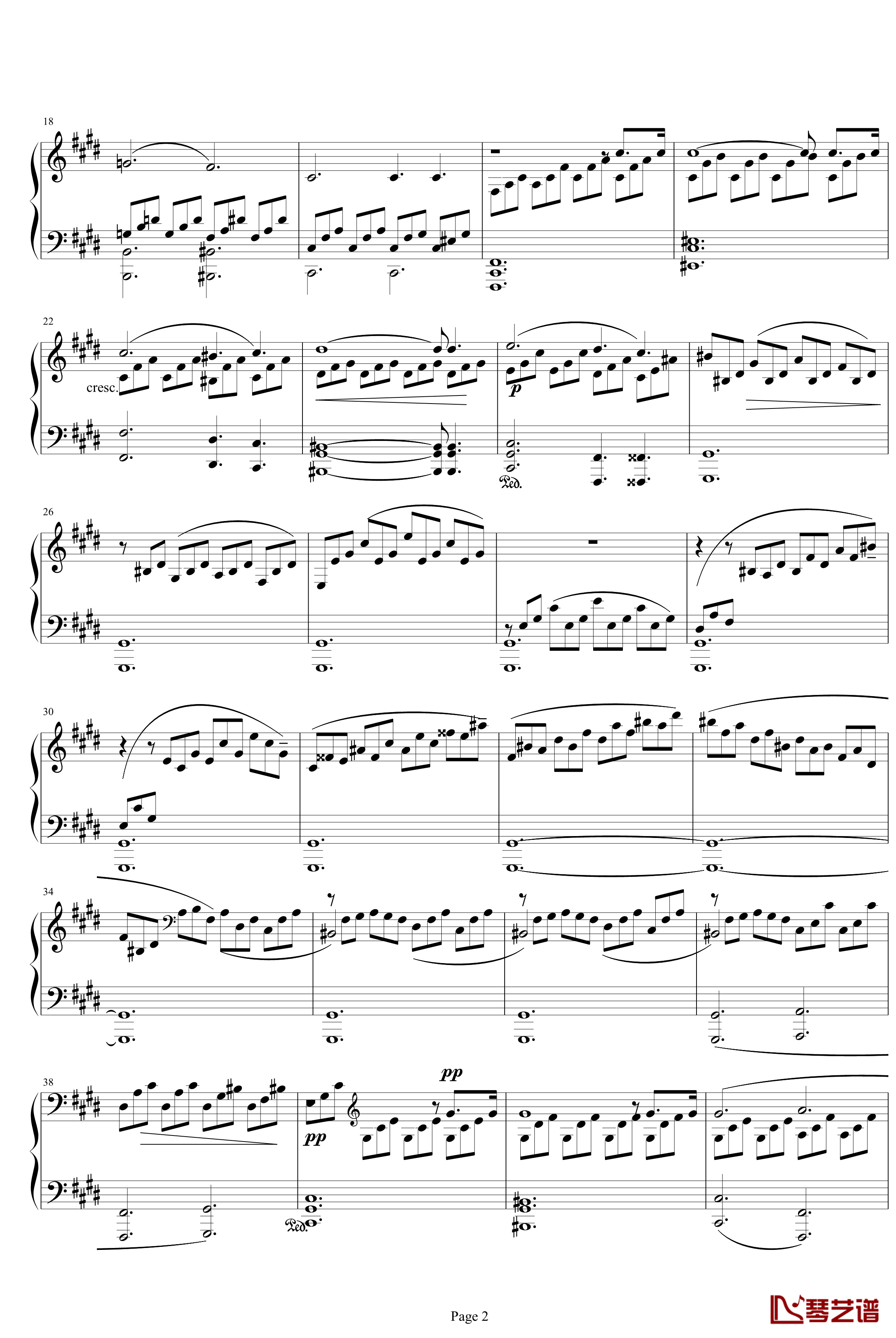 贝多芬月光曲第一乐章钢琴谱-beethoven