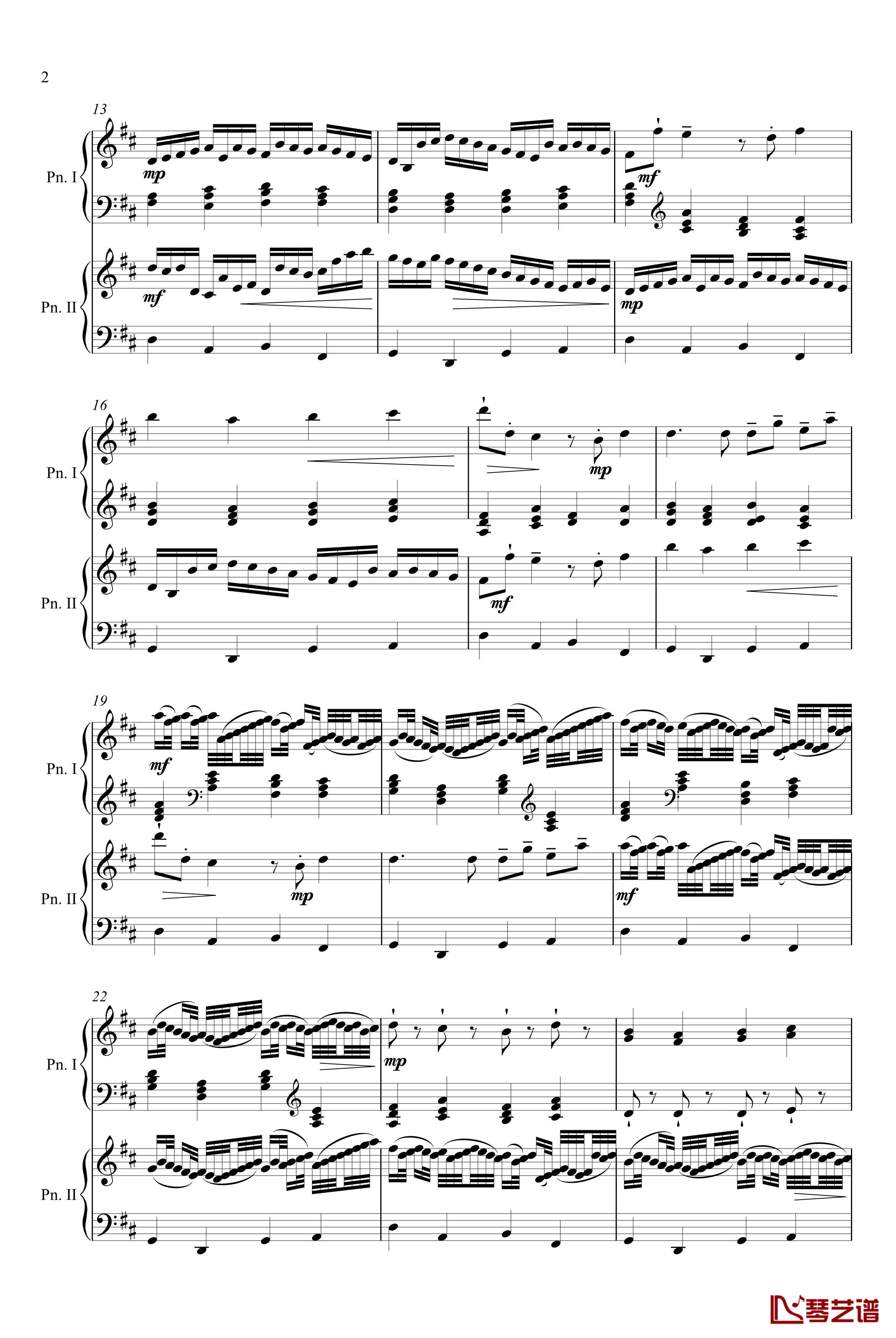 卡农钢琴二重奏版钢琴谱-帕赫贝尔-Pachelbel