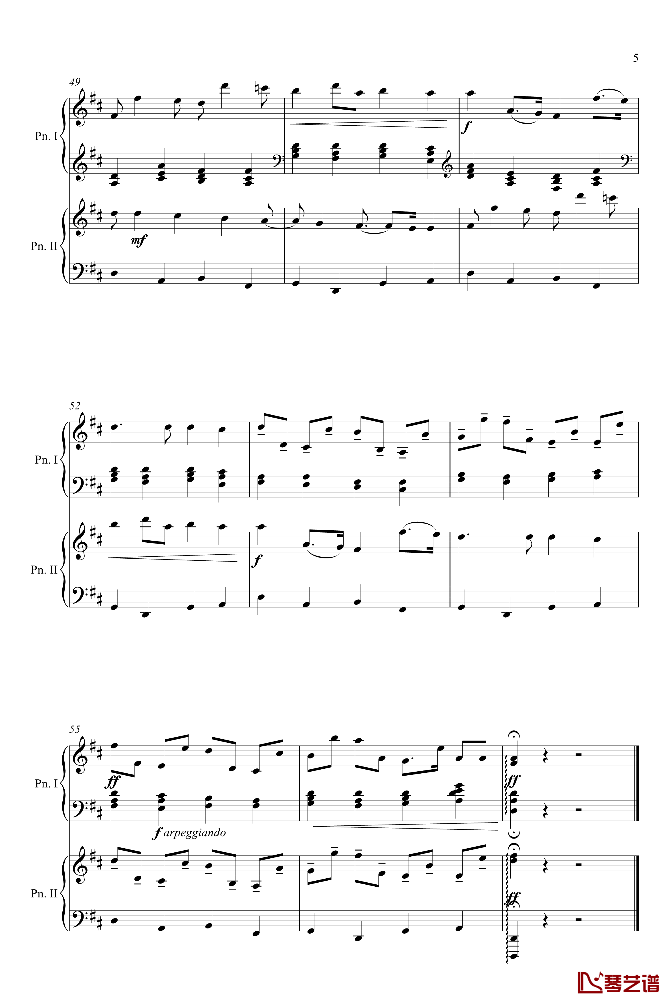卡农钢琴二重奏版钢琴谱-帕赫贝尔-Pachelbel