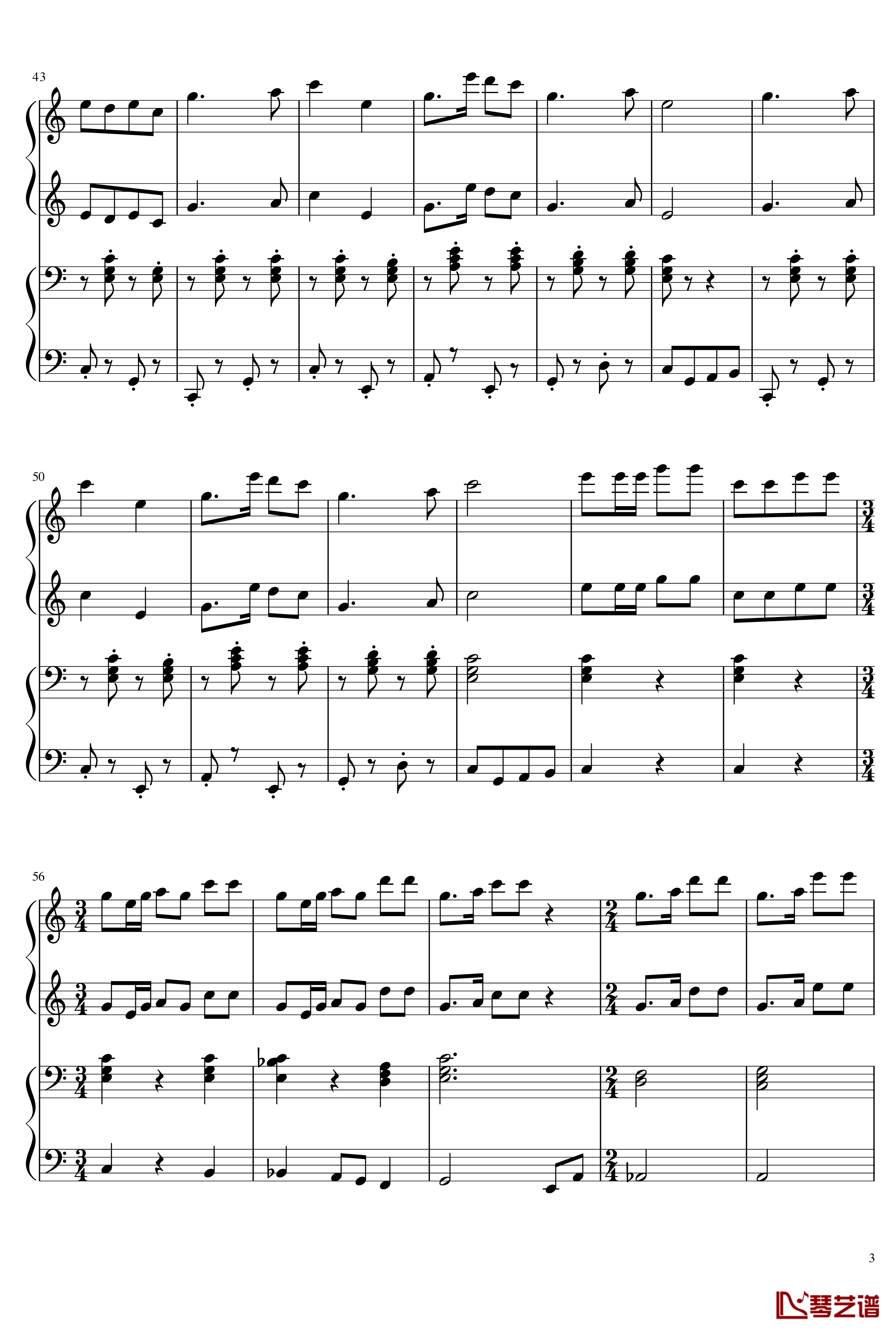 黄河钢琴谱-四手联弹-改编简单版-指头大仙