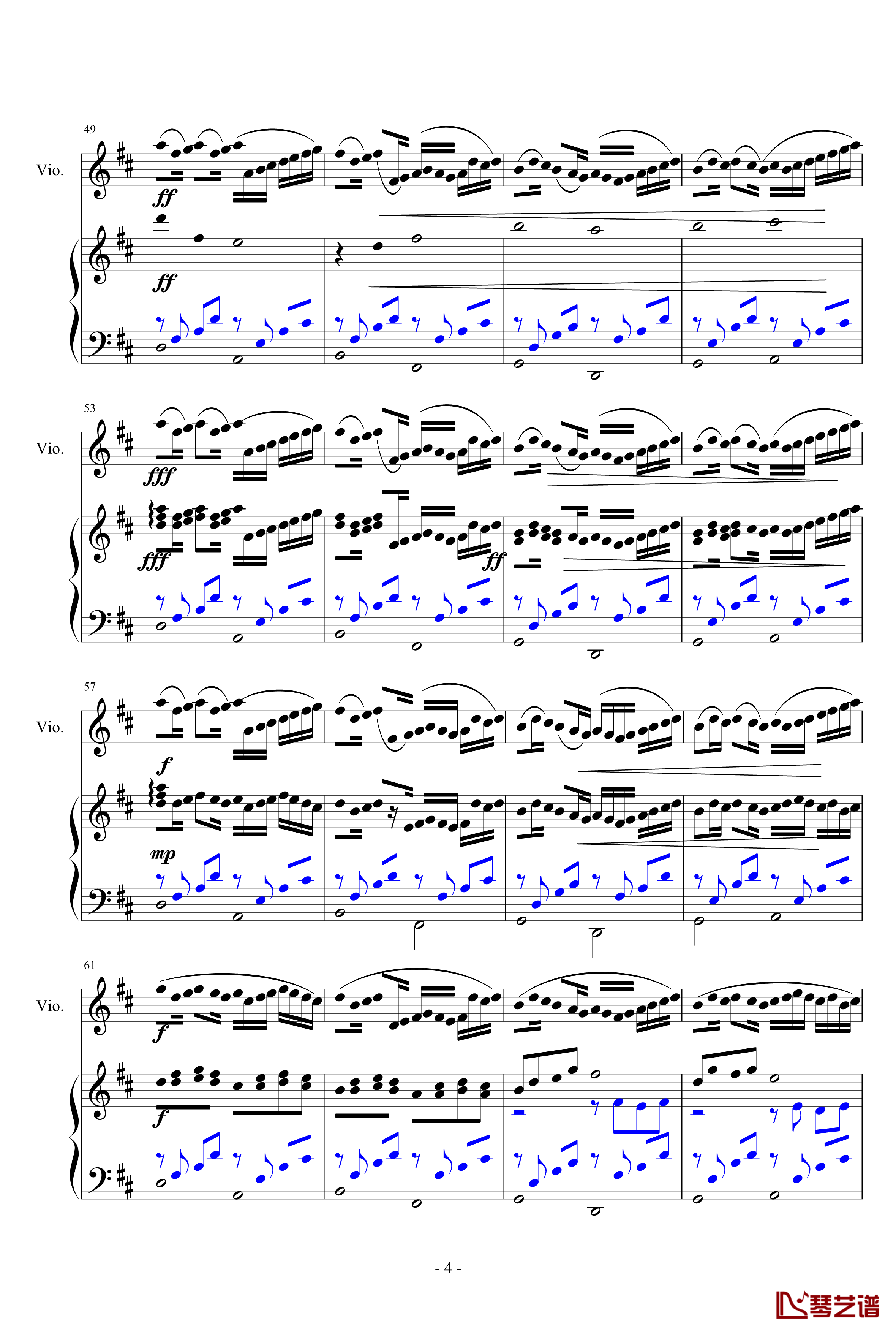 卡农钢琴谱-小提琴钢琴合奏-Johann Pachelbel