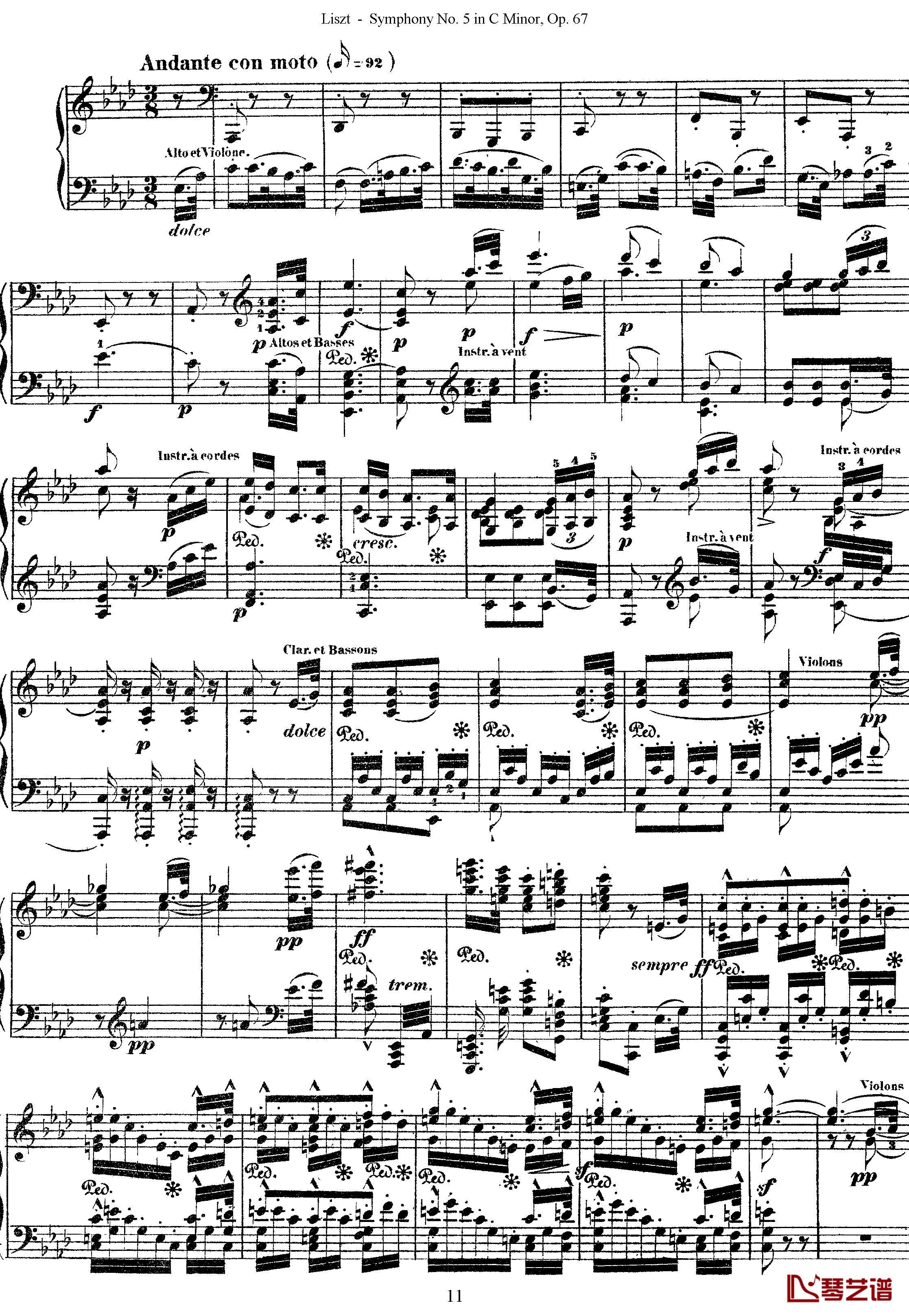 第五交响乐的钢琴曲钢琴谱-李斯特-李斯特改编自贝多芬